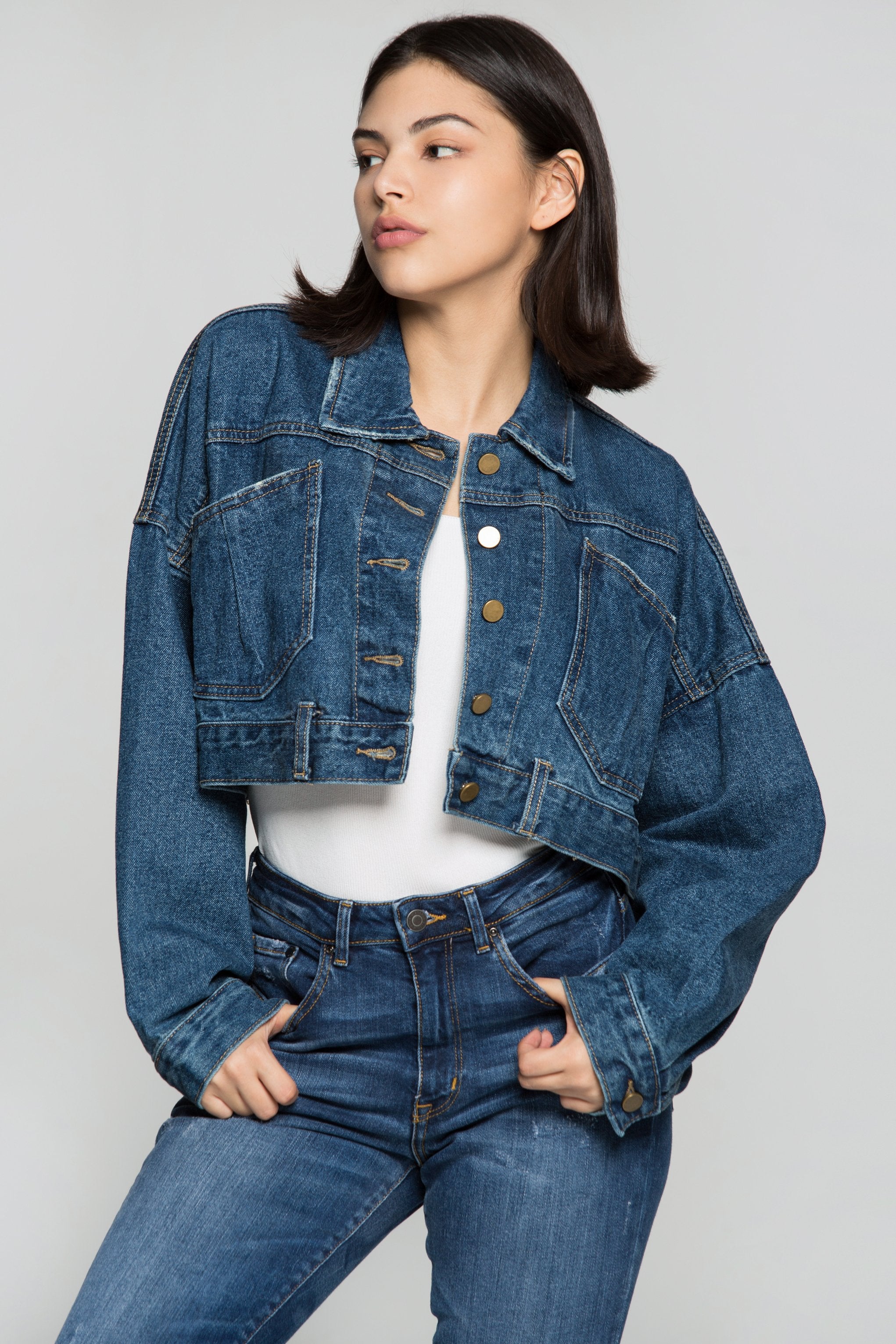 Azure Blue Criss Cross Tie Up Denim Jacket - ownthelooks-Development