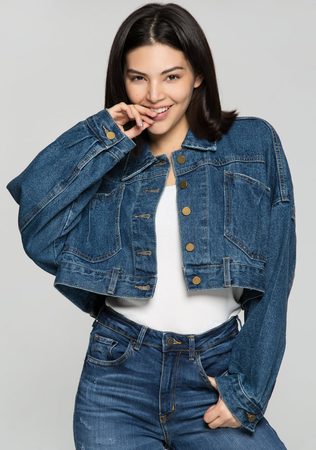 Azure Blue Criss Cross Tie Up Denim Jacket - ownthelooks-Development