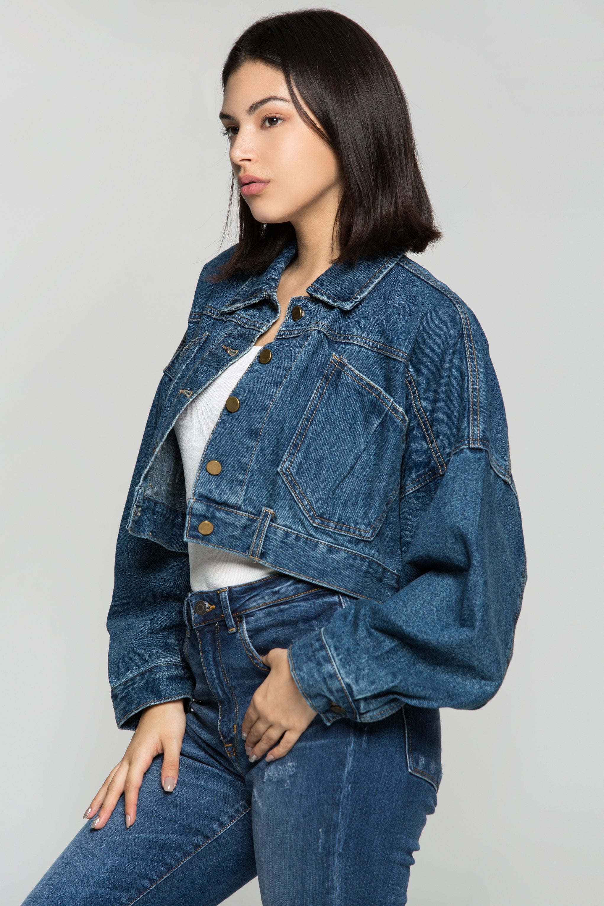 Azure Blue Criss Cross Tie Up Denim Jacket - ownthelooks-Development