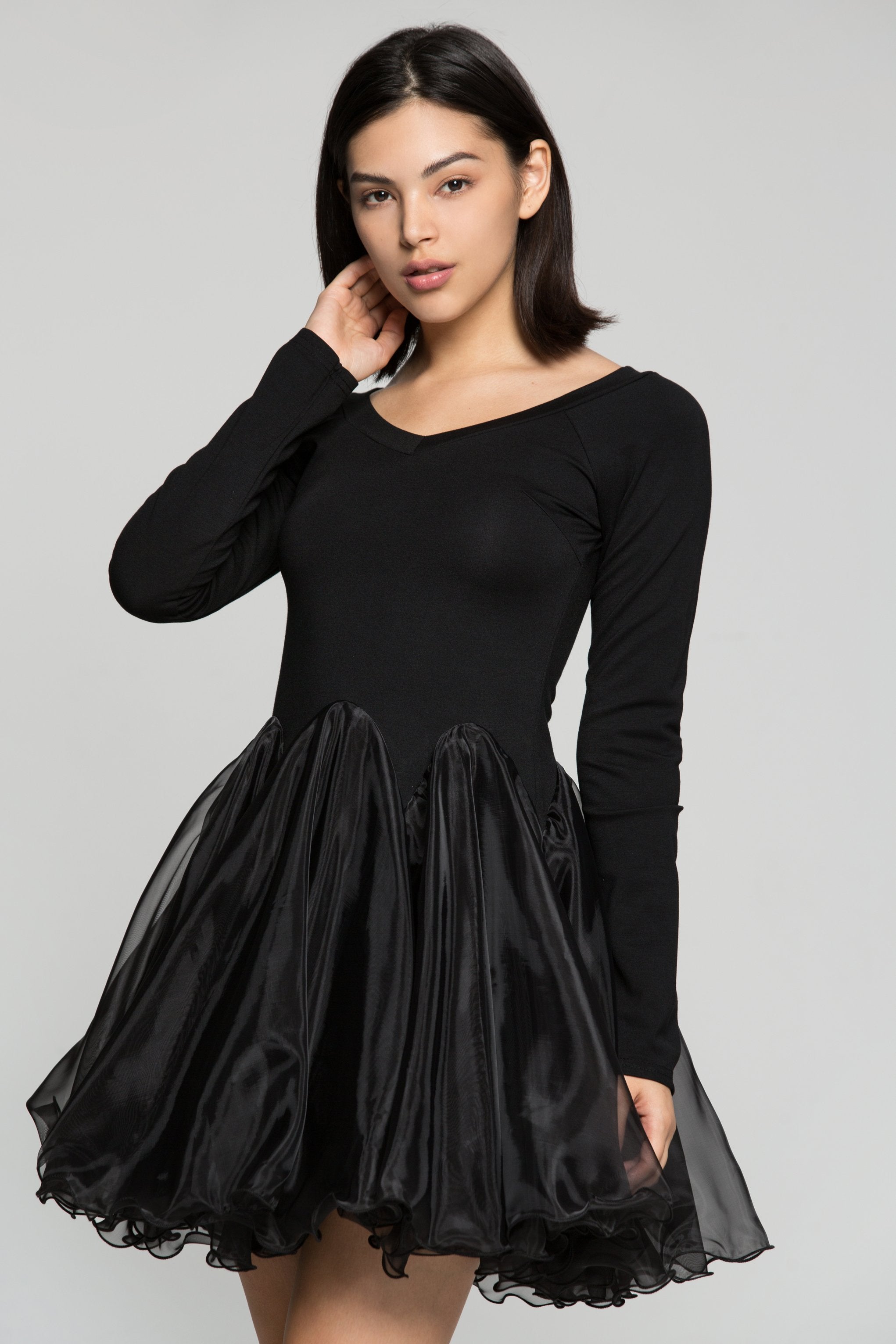 Black Ballerina Full Sleeves Flounce Frock - ownthelooks-Development