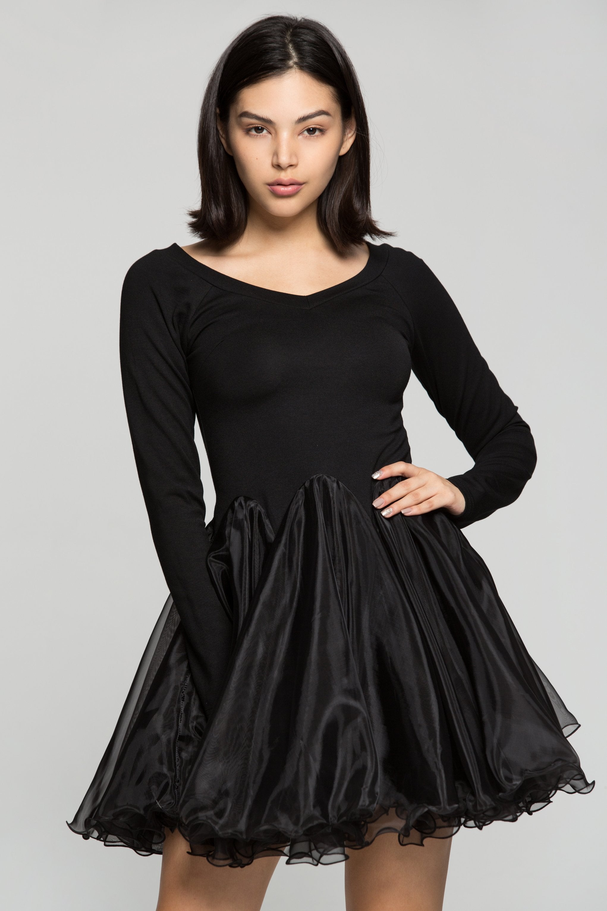 Black Ballerina Full Sleeves Flounce Frock - ownthelooks-Development