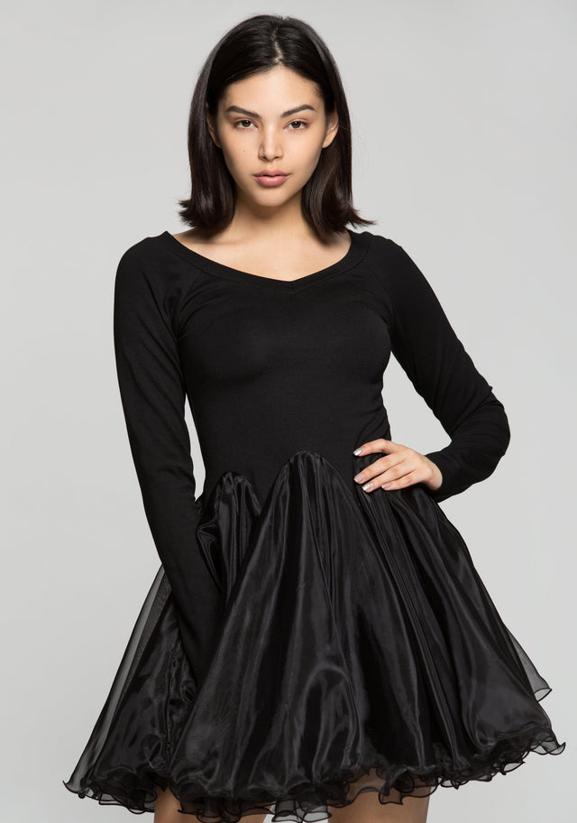Black Ballerina Full Sleeves Flounce Frock - ownthelooks-Development