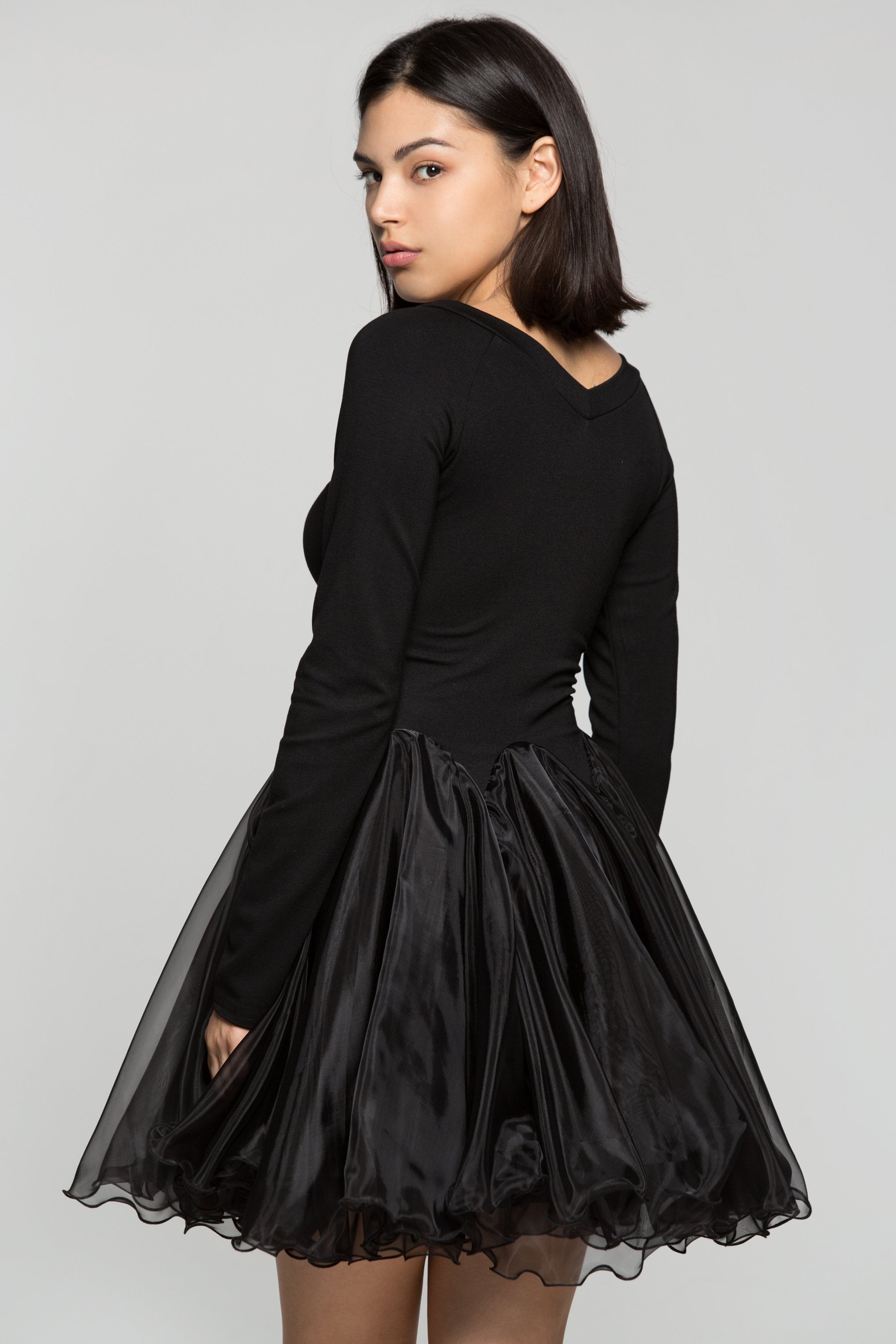 Black Ballerina Full Sleeves Flounce Frock - ownthelooks-Development