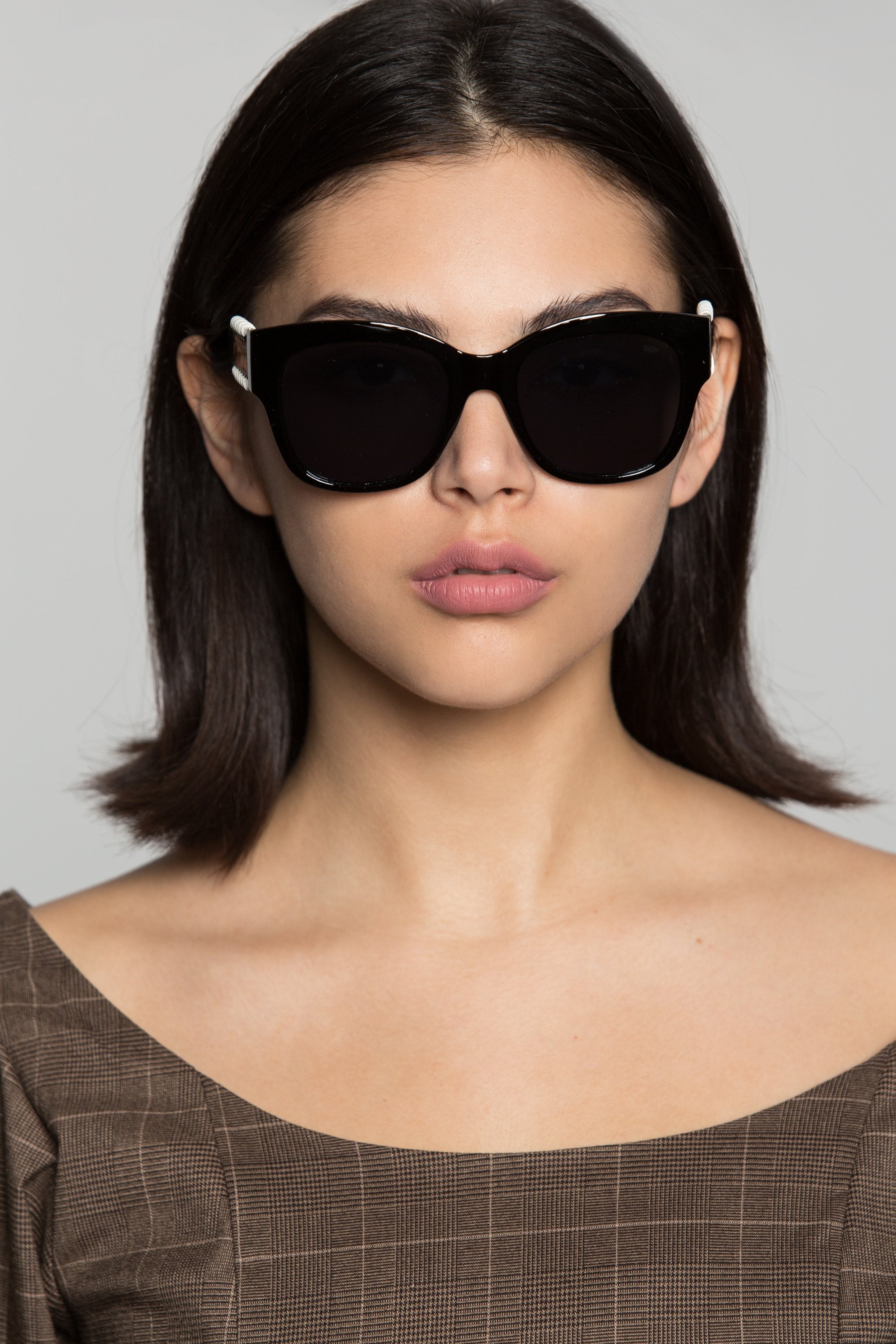 Black Oversized White Stripes Frame Sunglasses - ownthelooks-Development