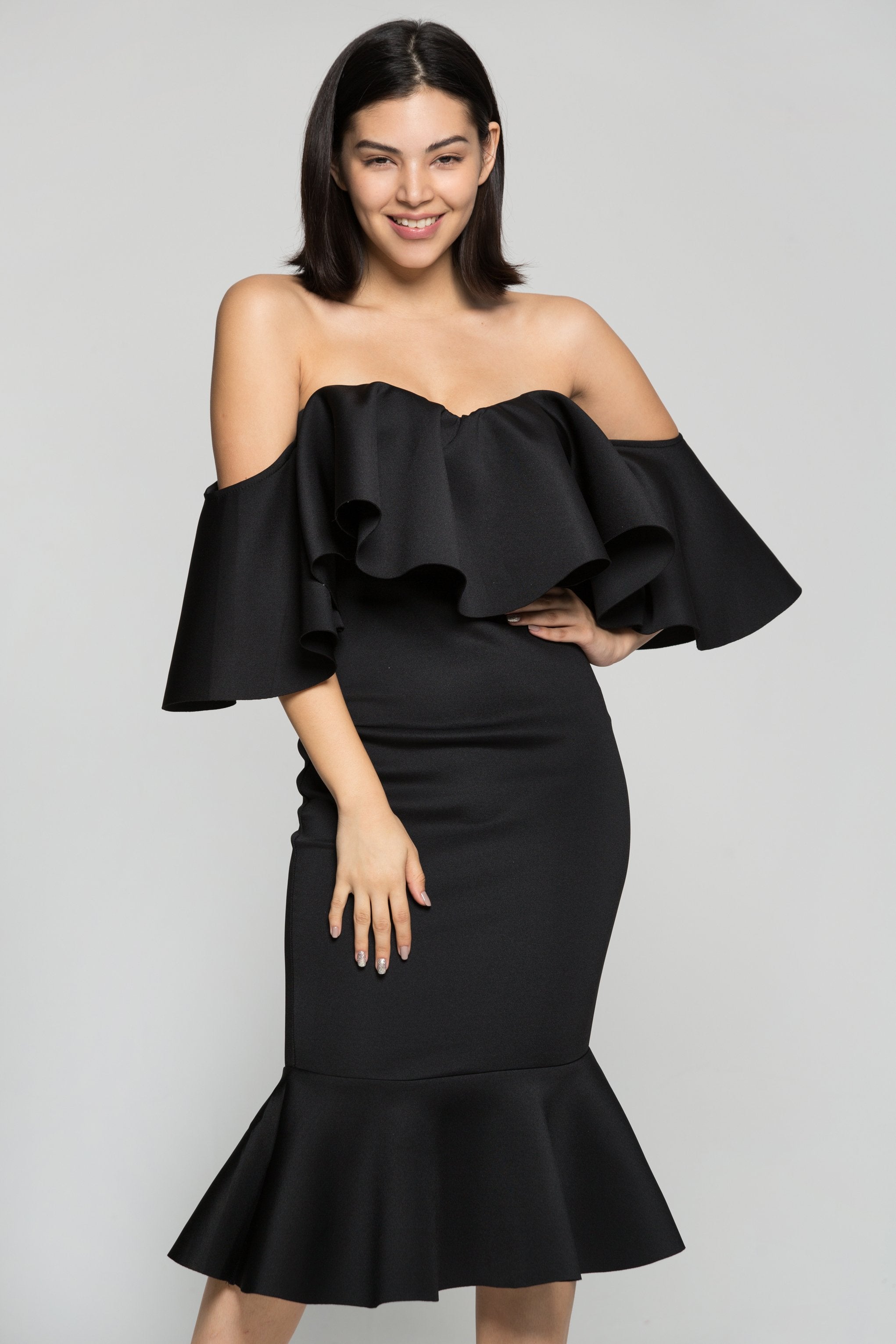 Black Sweetheart Neck Mermaid Dress - ownthelooks-Development