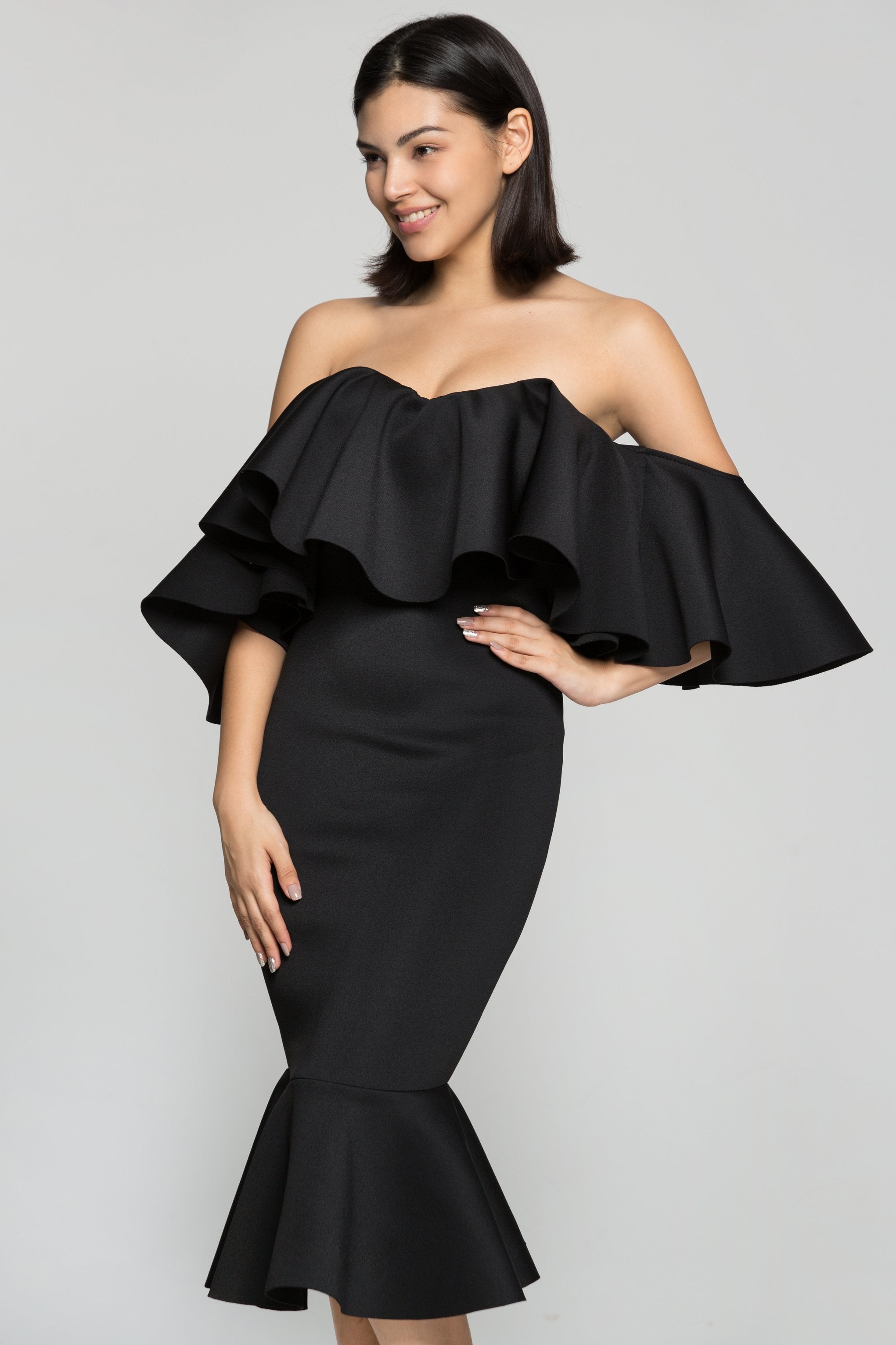 Black Sweetheart Neck Mermaid Dress - ownthelooks-Development