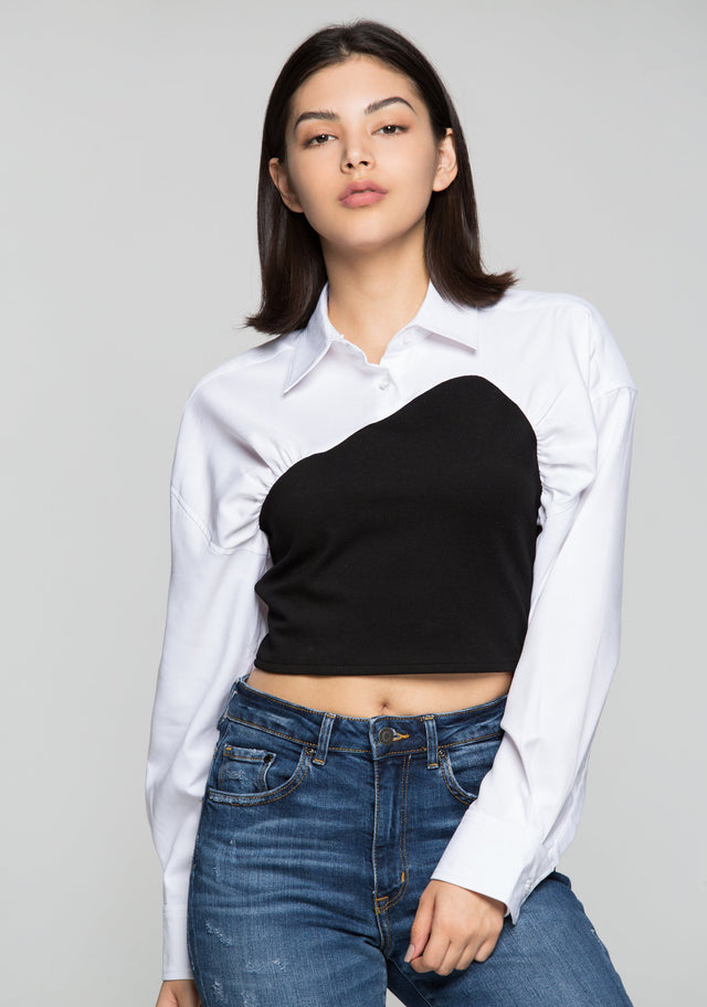 Black T-Shirt on White Raglan Sleeves Shirt - ownthelooks-Development