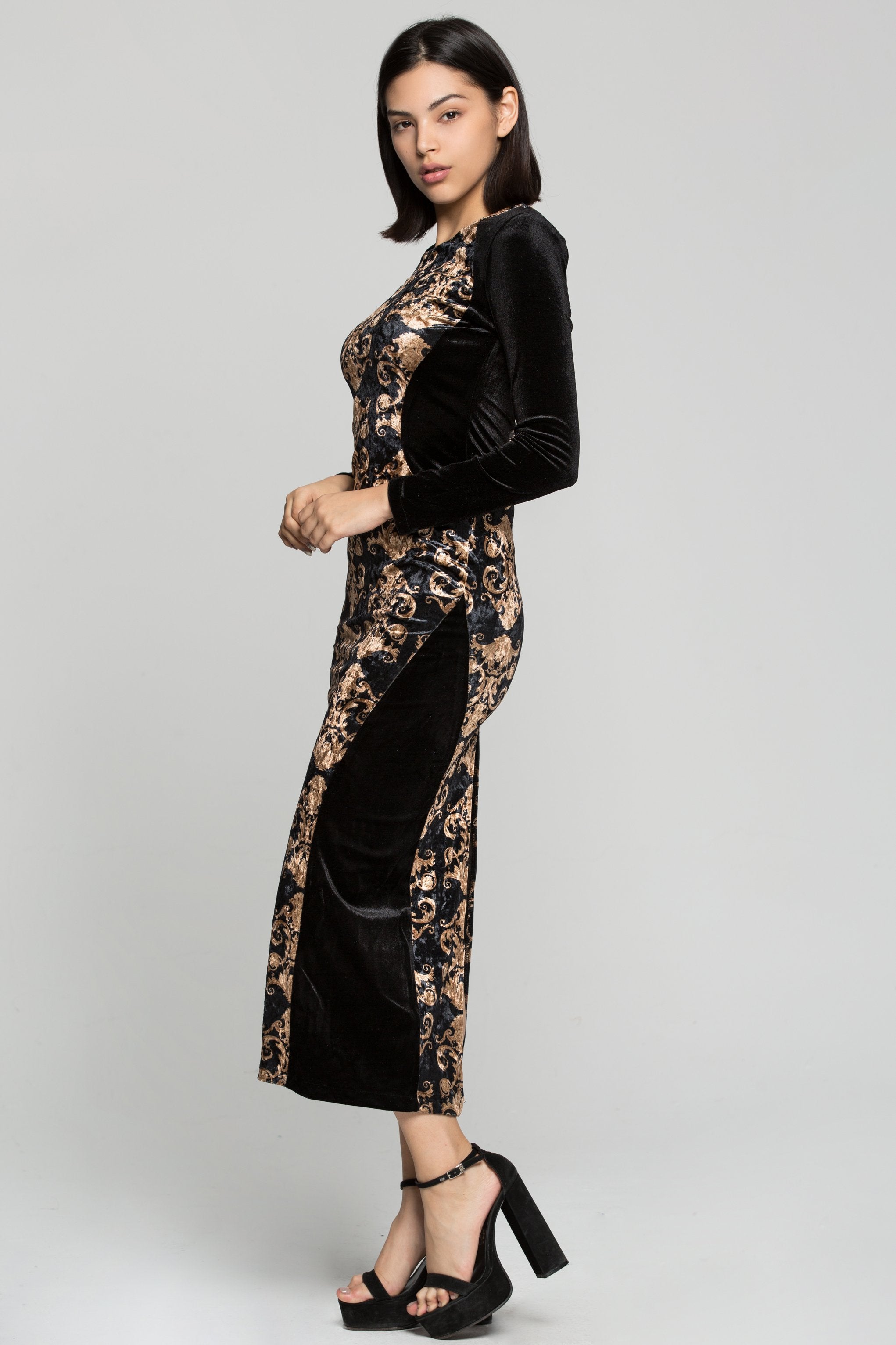 Black and Cream Lace Maxi Dress - ownthelooks-Development