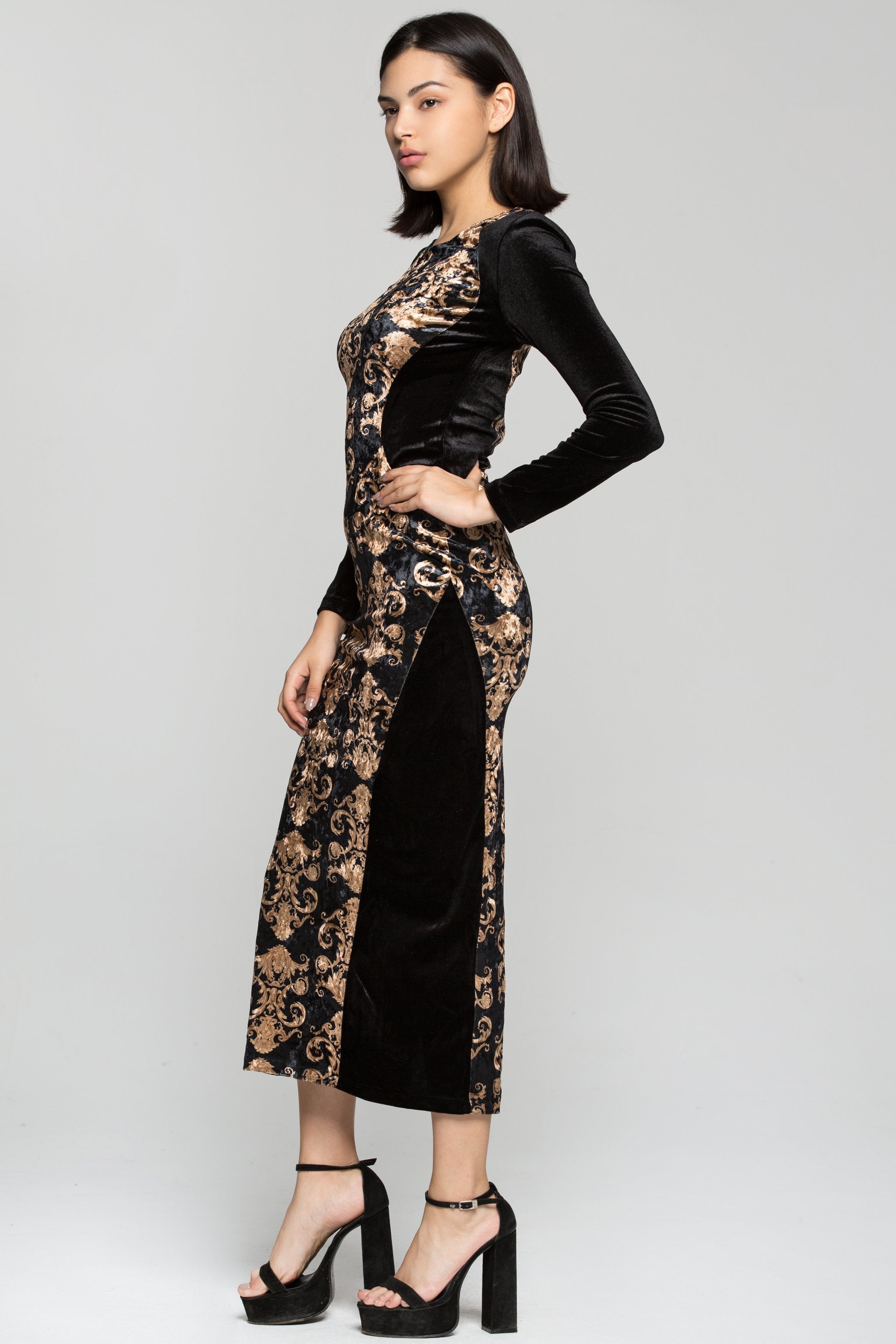 Black and Cream Lace Maxi Dress - ownthelooks-Development