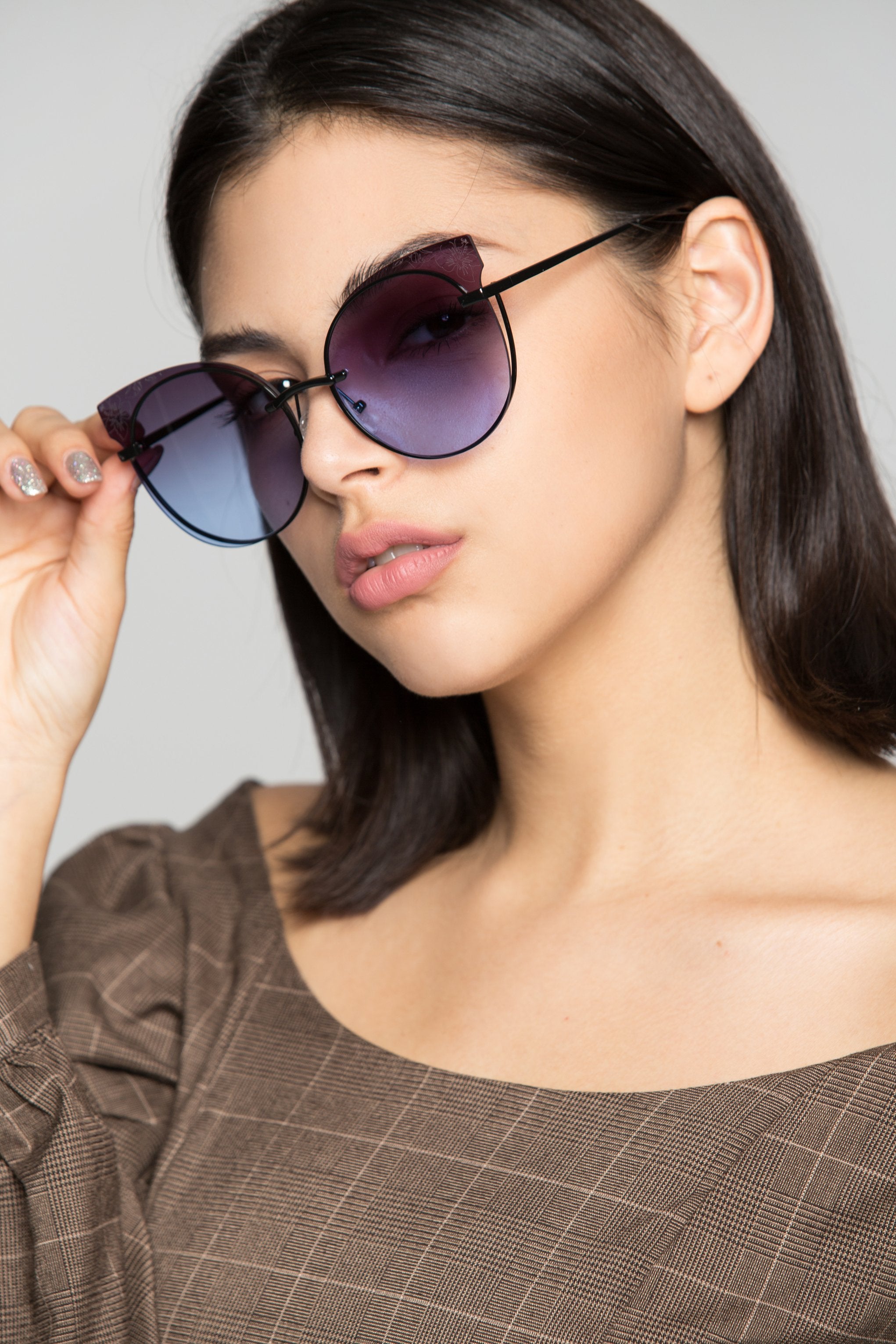 Blue Transparent Oversized Sunglasses - ownthelooks-Development