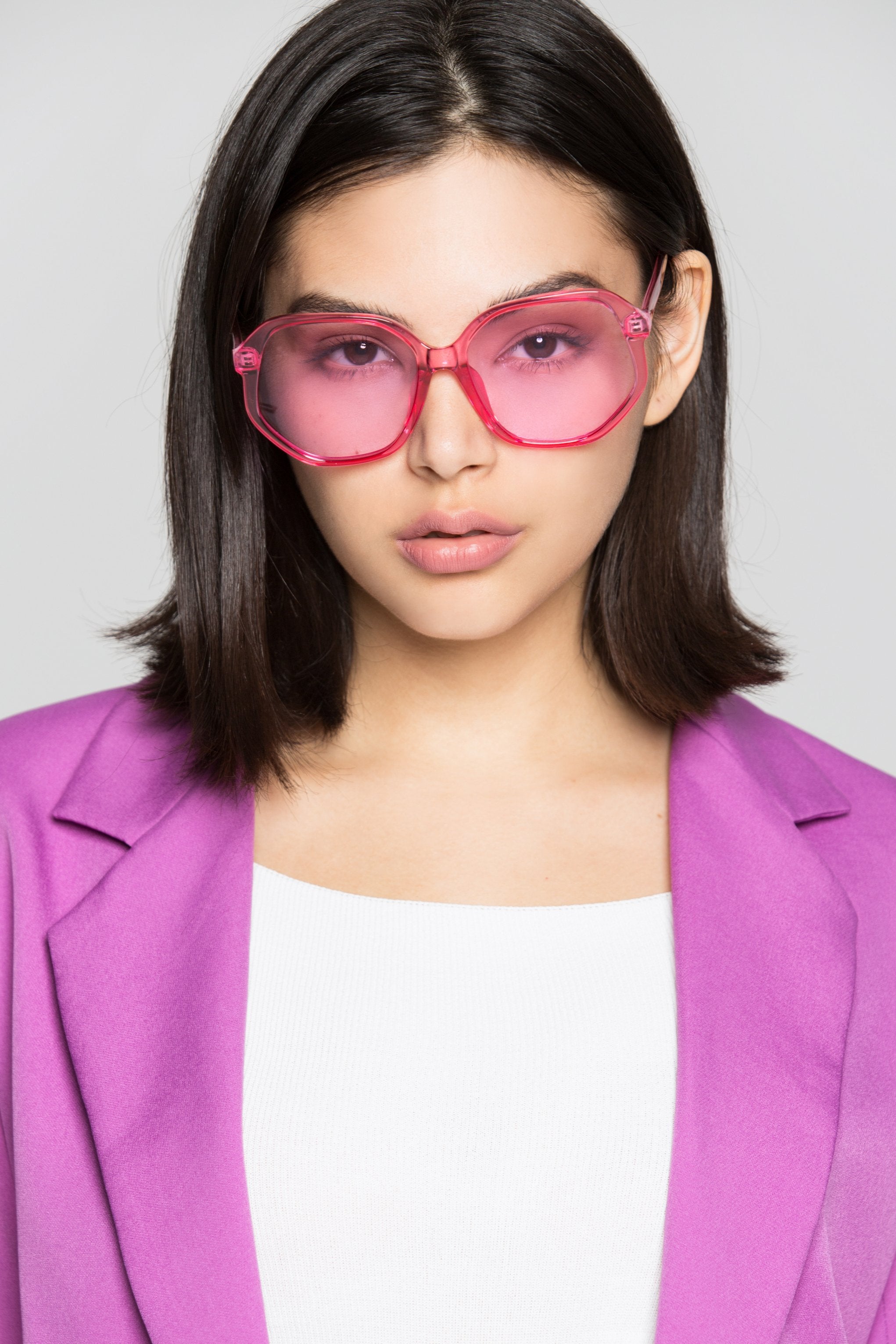 Bubblegum Pink Transparent Oversized Sunglasses - ownthelooks-Development