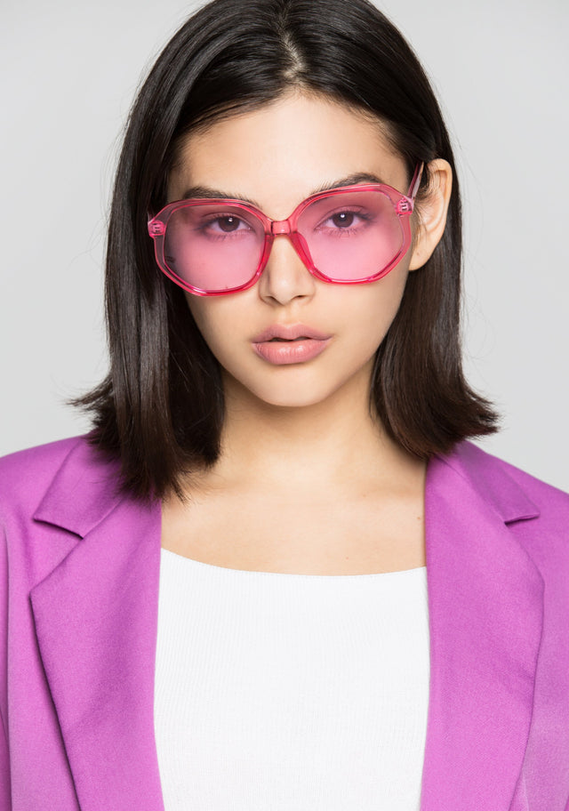 Bubblegum Pink Transparent Oversized Sunglasses - ownthelooks-Development