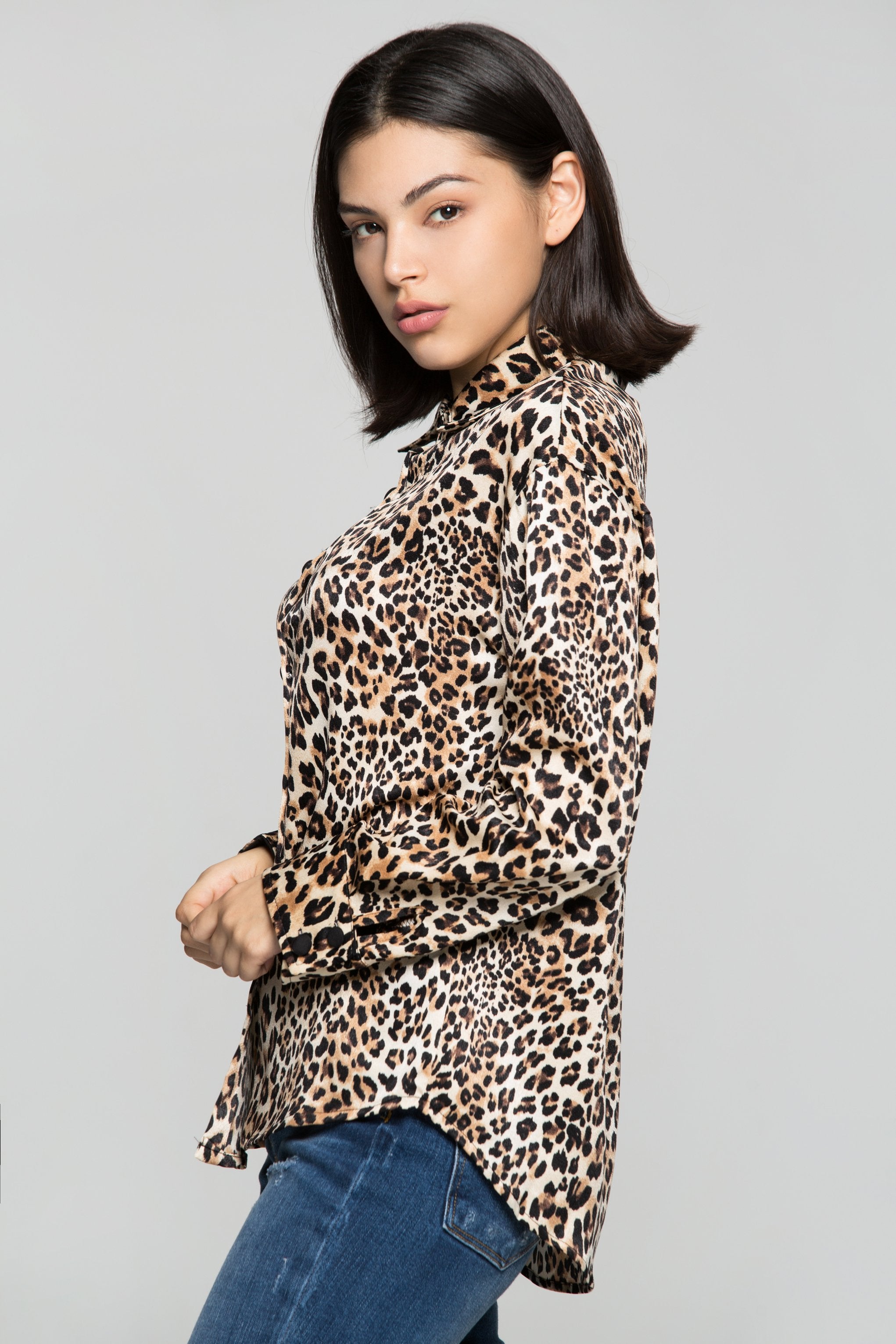 Cheetah Print Button Up Shirt - ownthelooks-Development