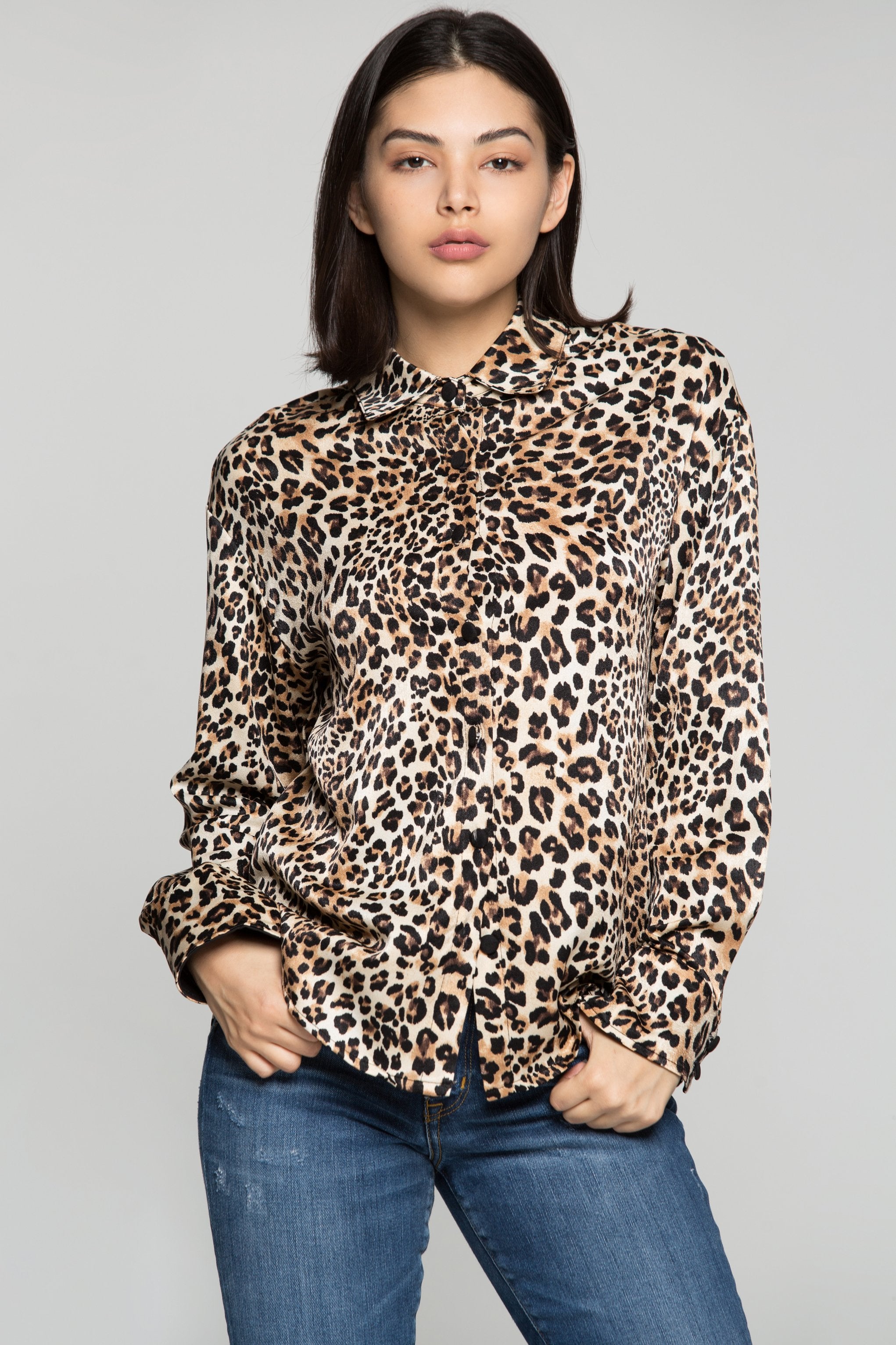 Cheetah Print Button Up Shirt - ownthelooks-Development