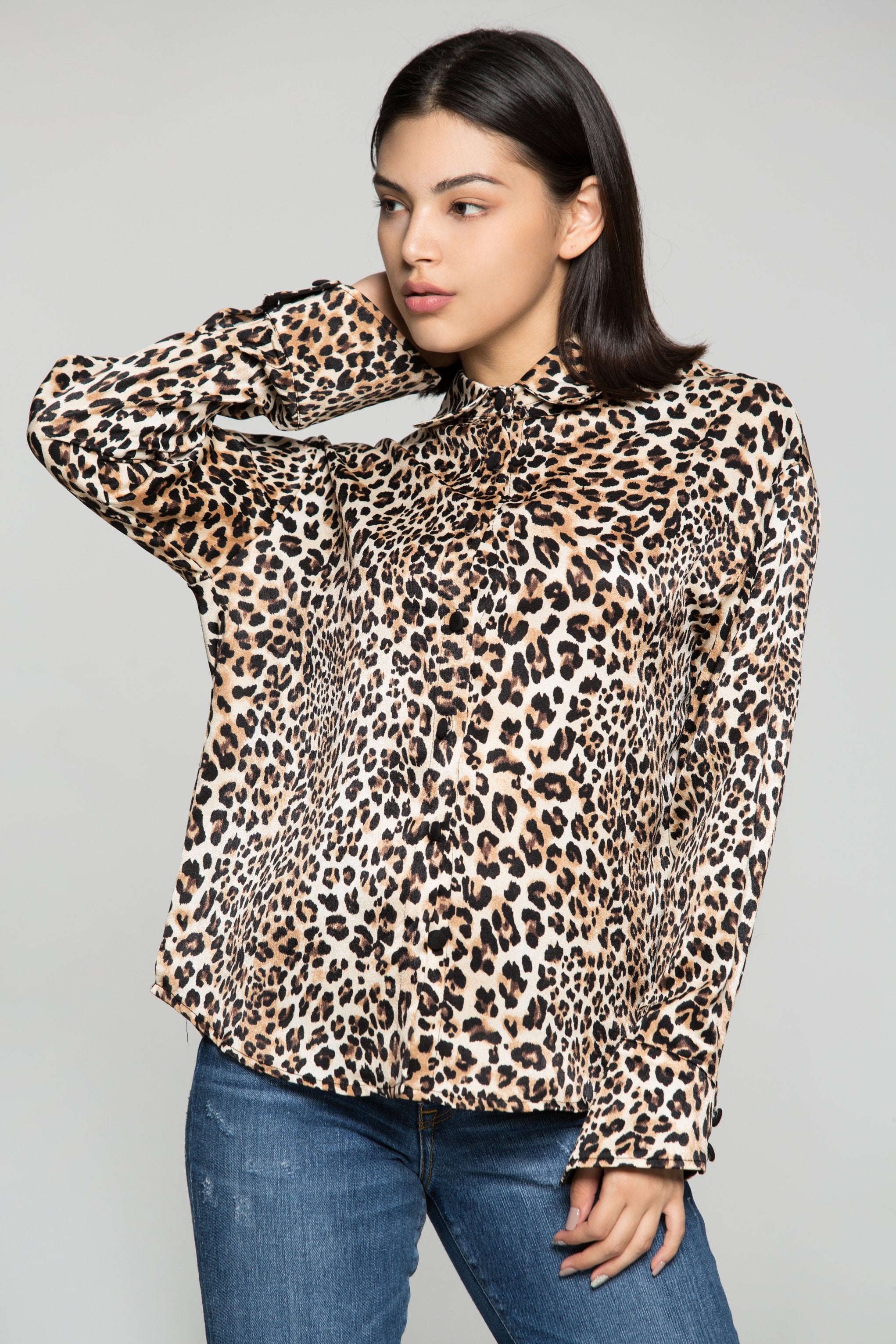 Cheetah Print Button Up Shirt - ownthelooks-Development