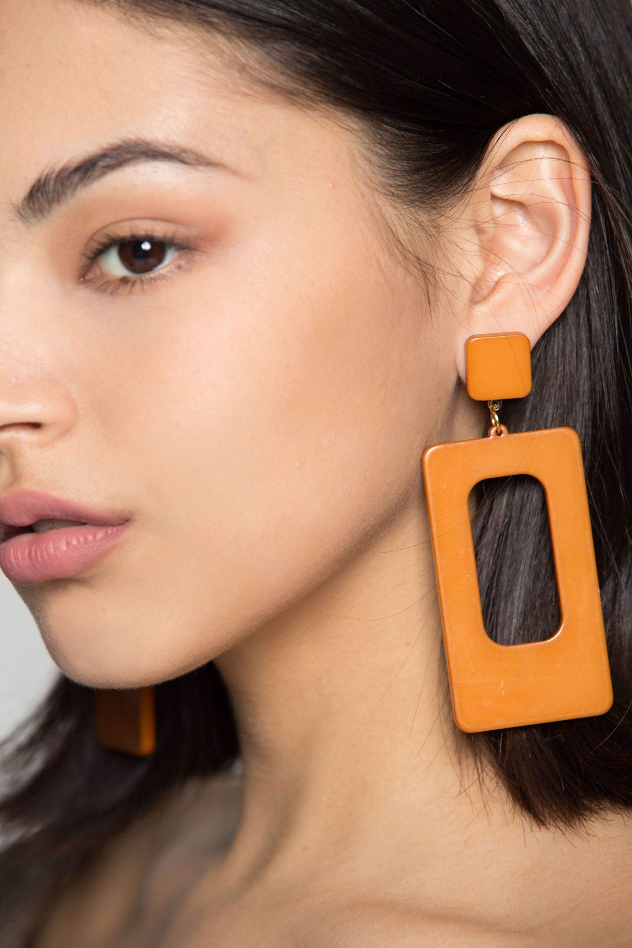 Copper Brown Rectangular Studs Earrings - ownthelooks-Development