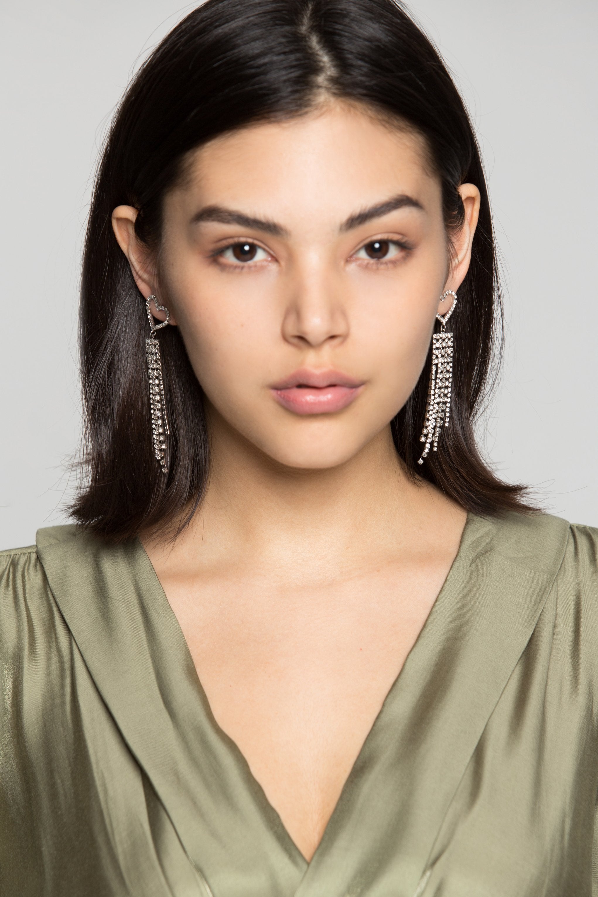 Diamond Heart Tassel Earrings - ownthelooks-Development