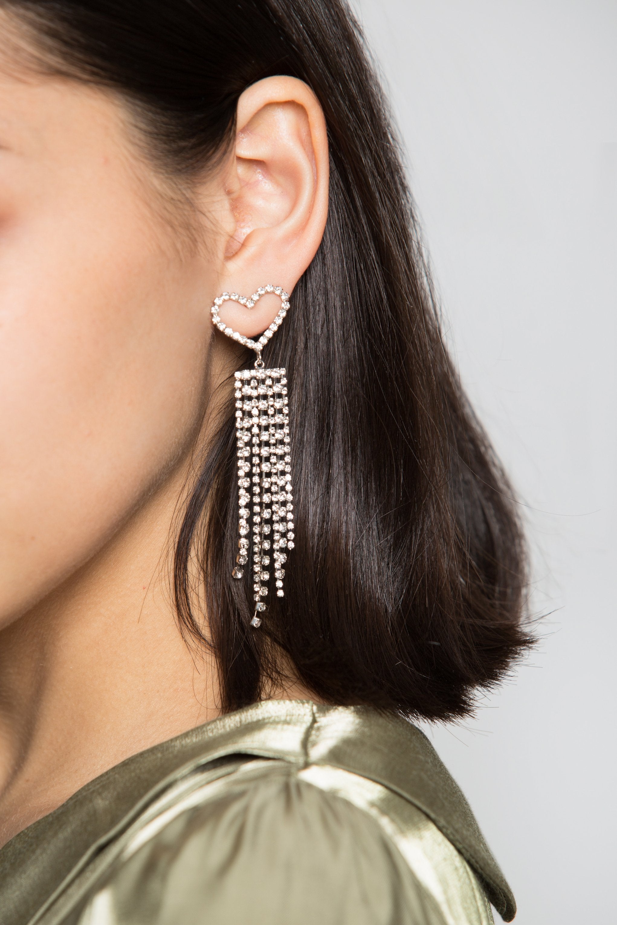 Diamond Heart Tassel Earrings - ownthelooks-Development