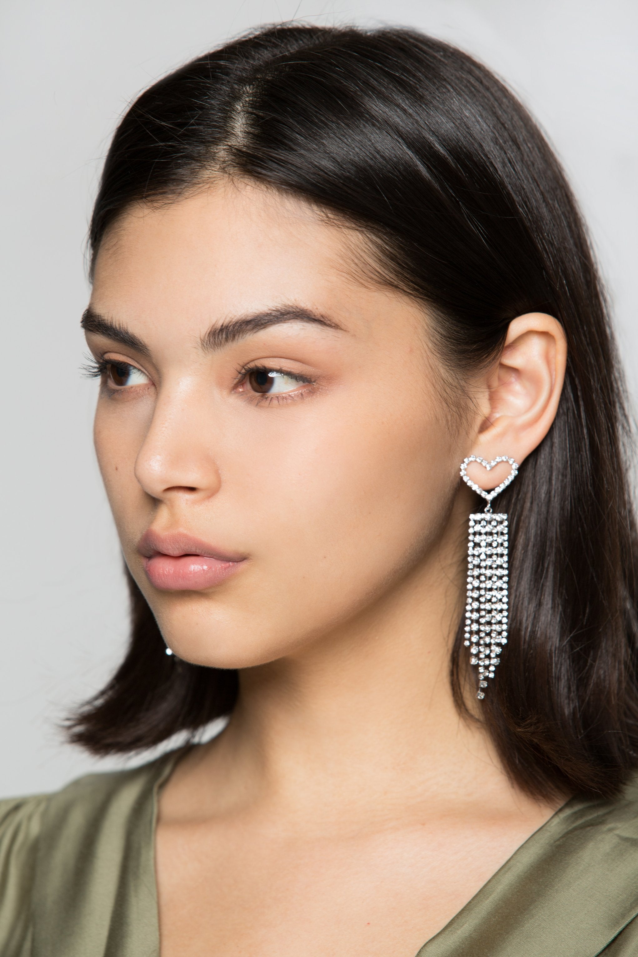 Diamond Heart Tassel Earrings - ownthelooks-Development