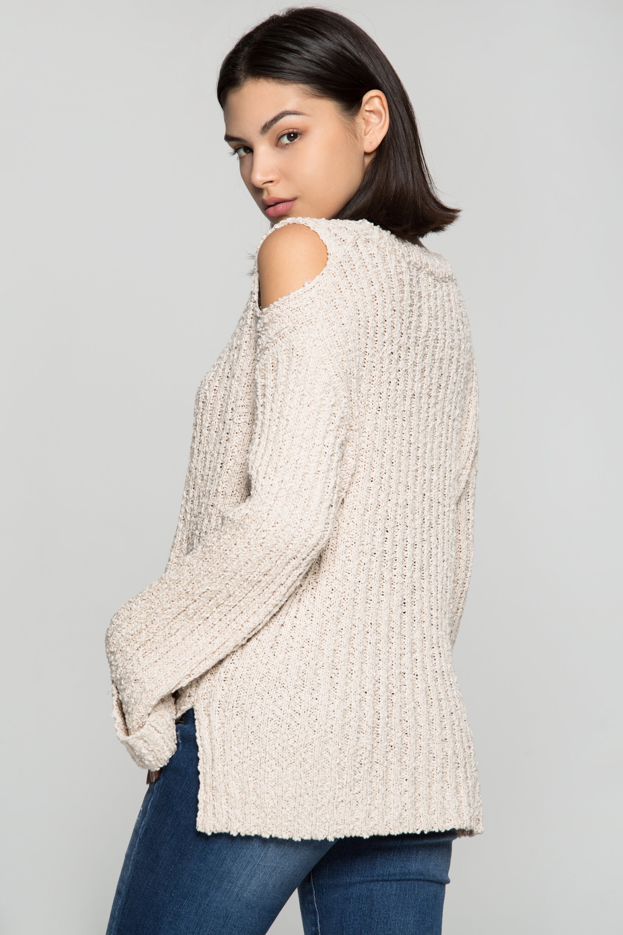 Fawn Cold Shoulder Sweater Top - ownthelooks-Development