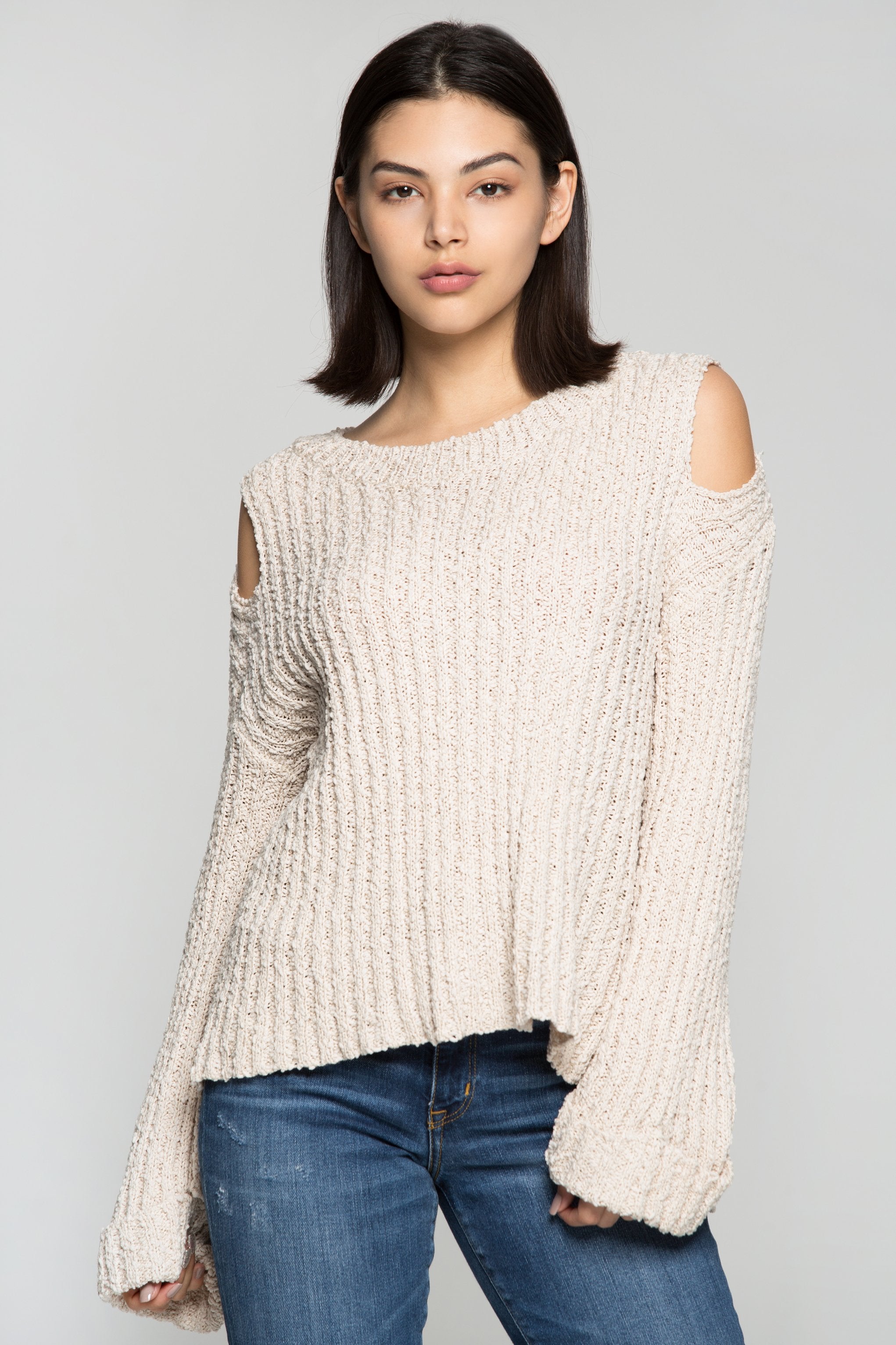 Fawn Cold Shoulder Sweater Top - ownthelooks-Development