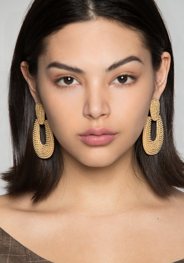 Gold Dotted U- Hoop Earrings - ownthelooks-Development