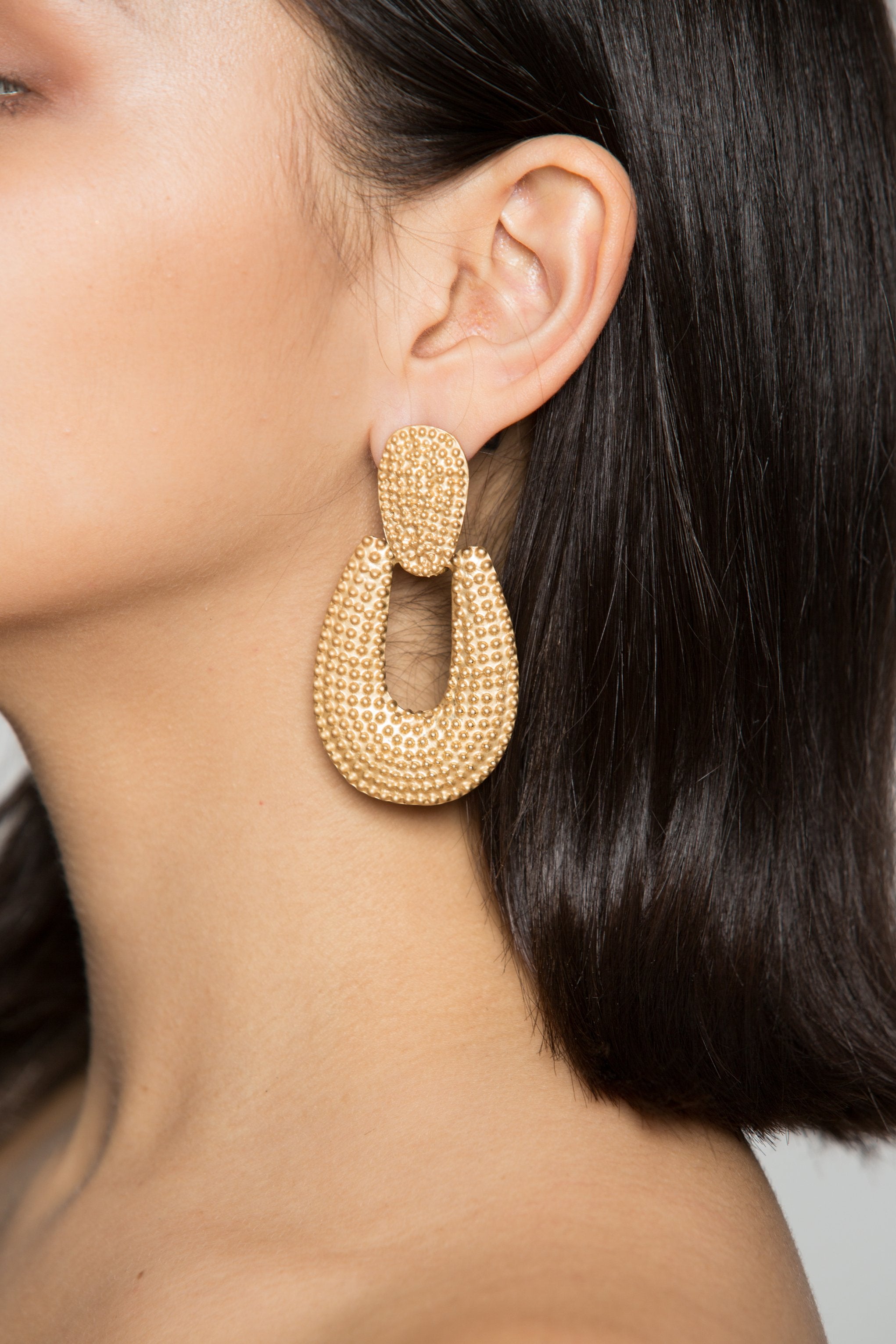 Gold Dotted U- Hoop Earrings - ownthelooks-Development