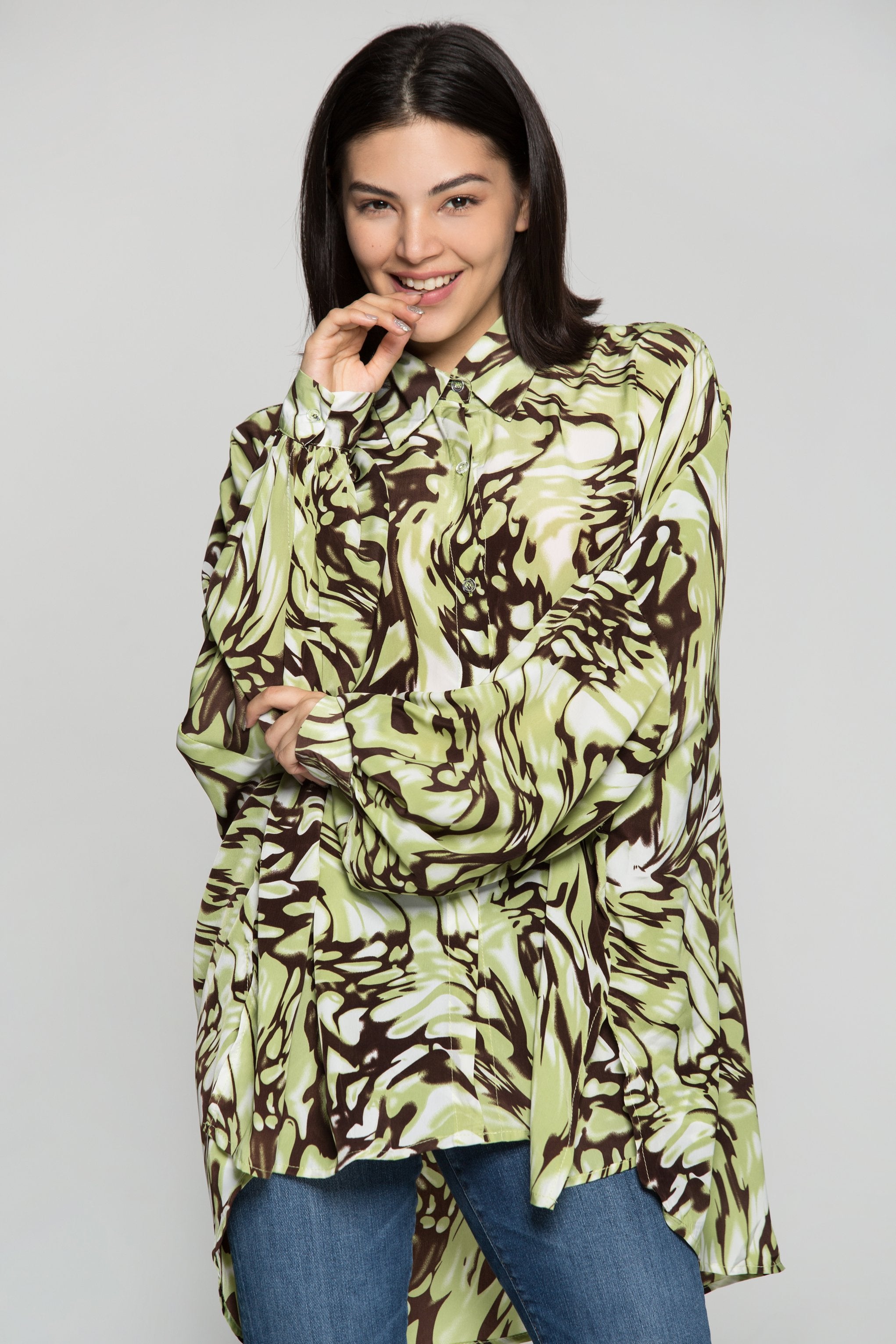 Lemon Green and Black Full Sleeves Shirt - ownthelooks-Development