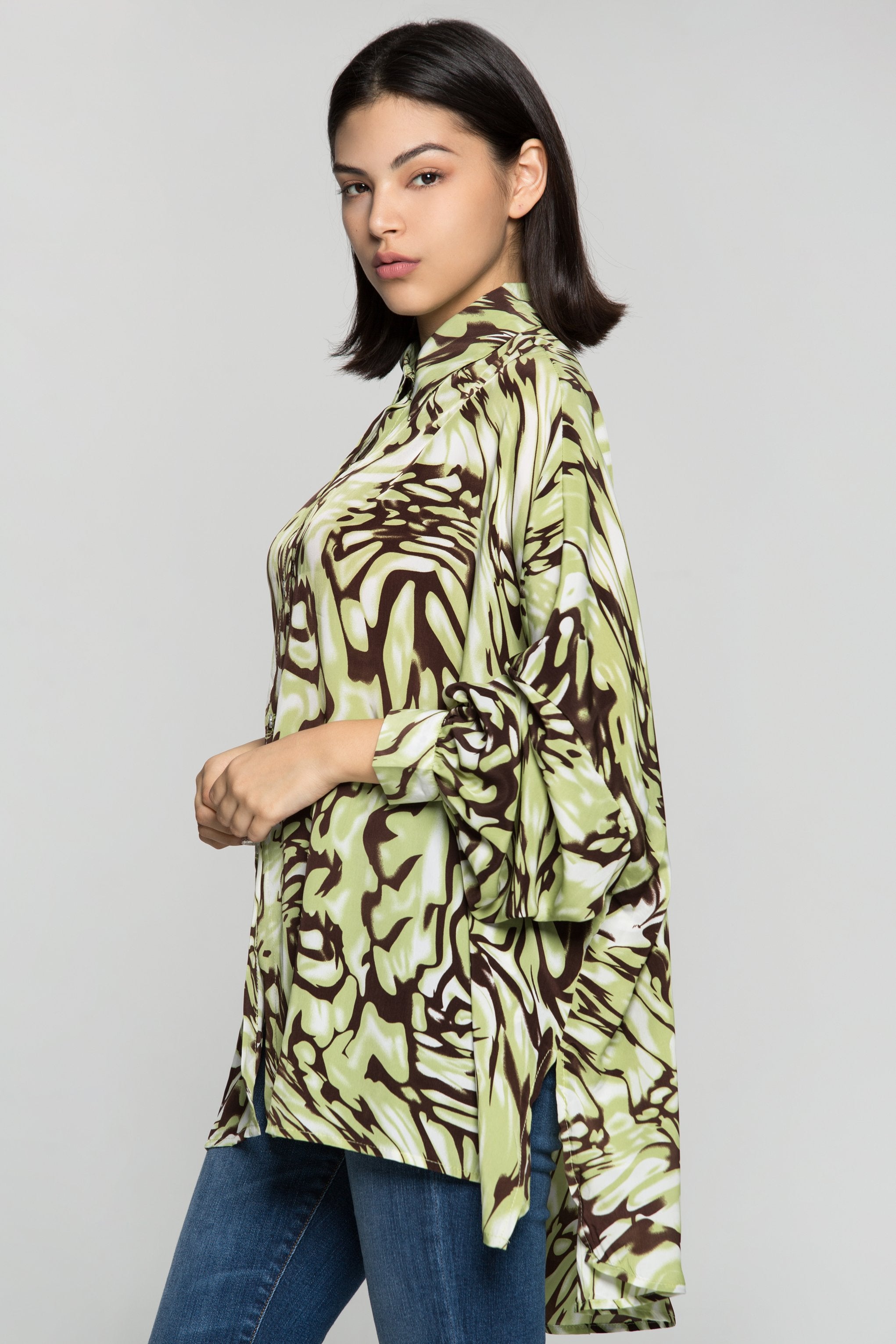 Lemon Green and Black Full Sleeves Shirt - ownthelooks-Development