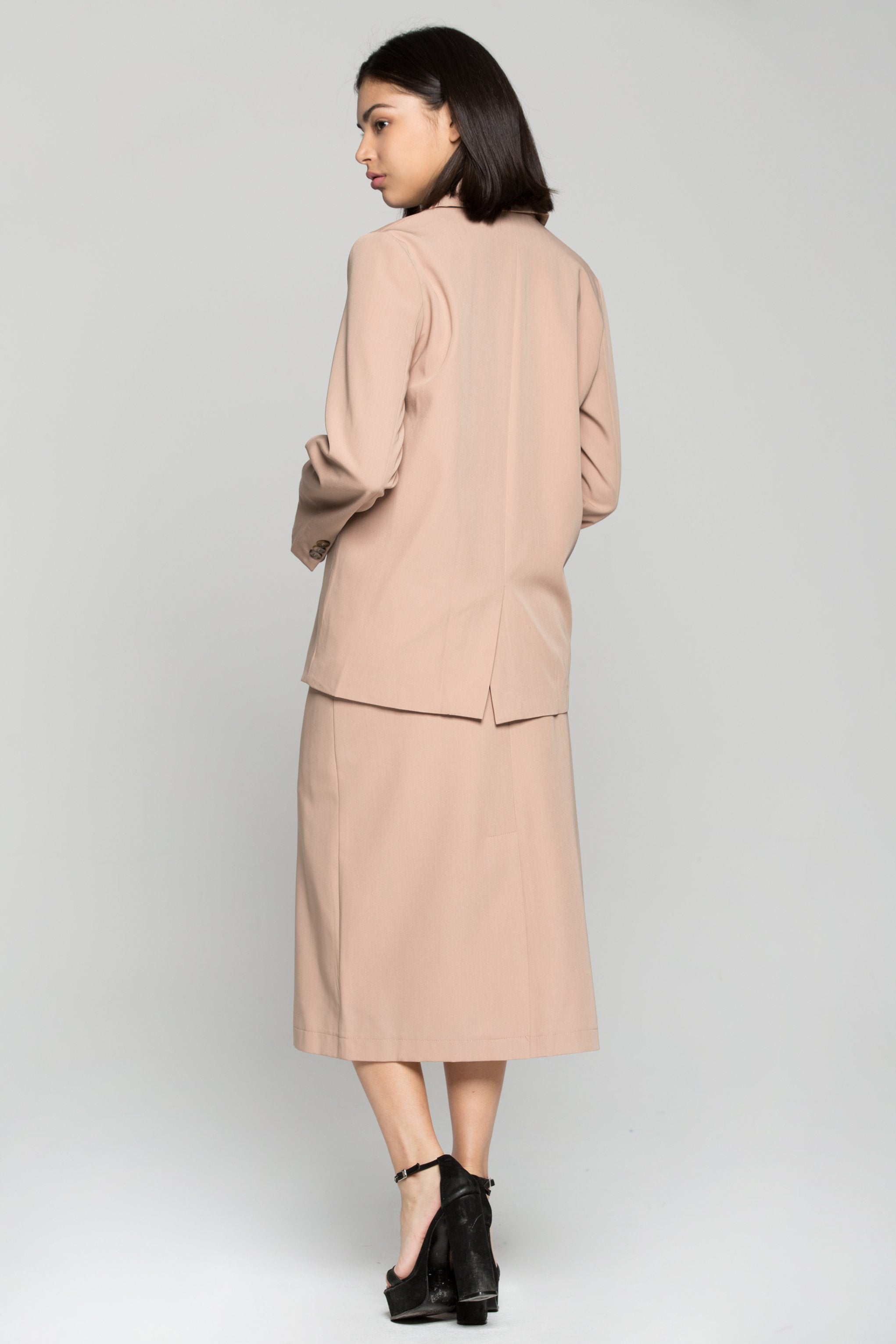 Light Tan Blazer and Skirt Set - ownthelooks-Development