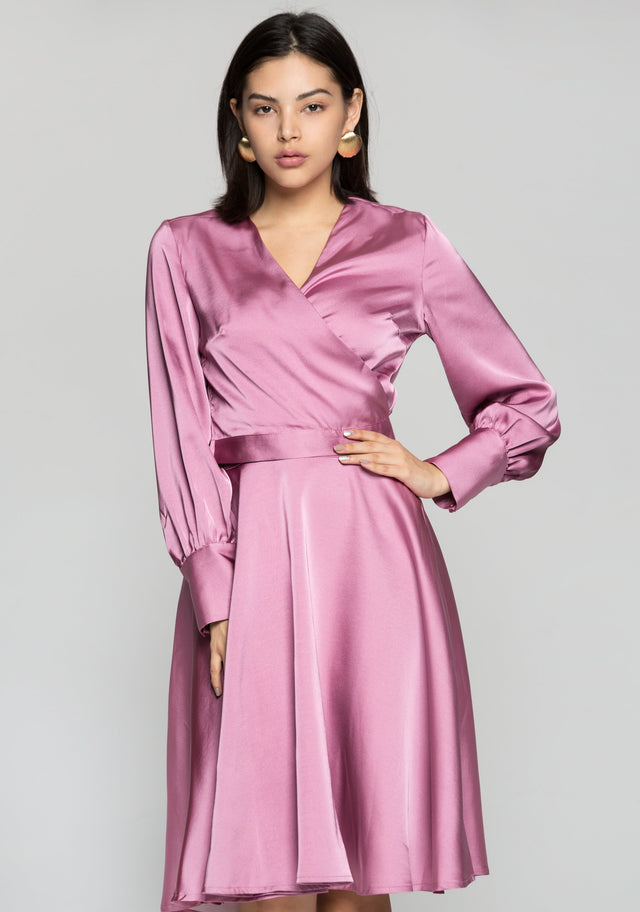 Magenta Pink Silk Midi Dress - ownthelooks-Development