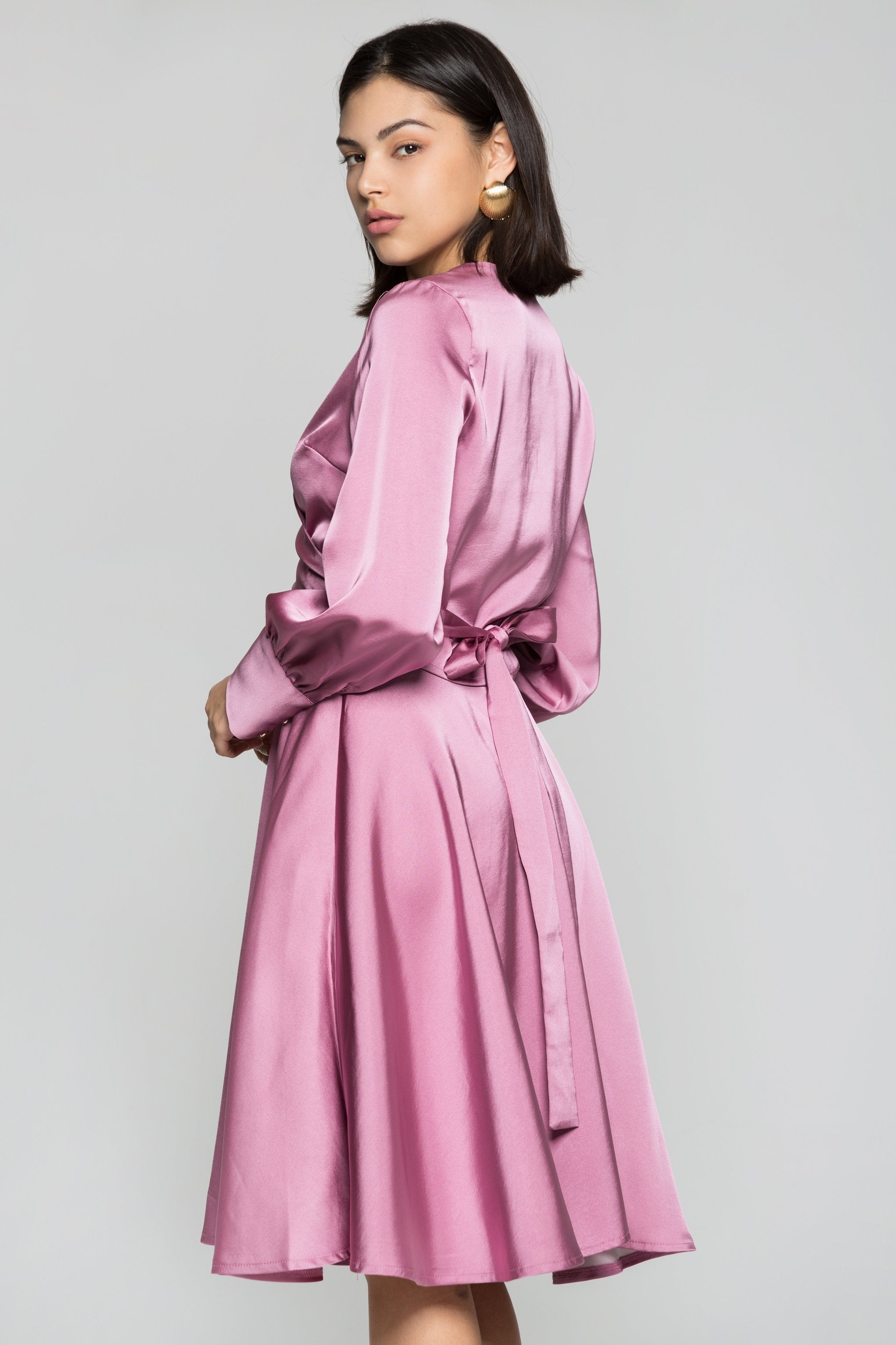 Magenta Pink Silk Midi Dress - ownthelooks-Development