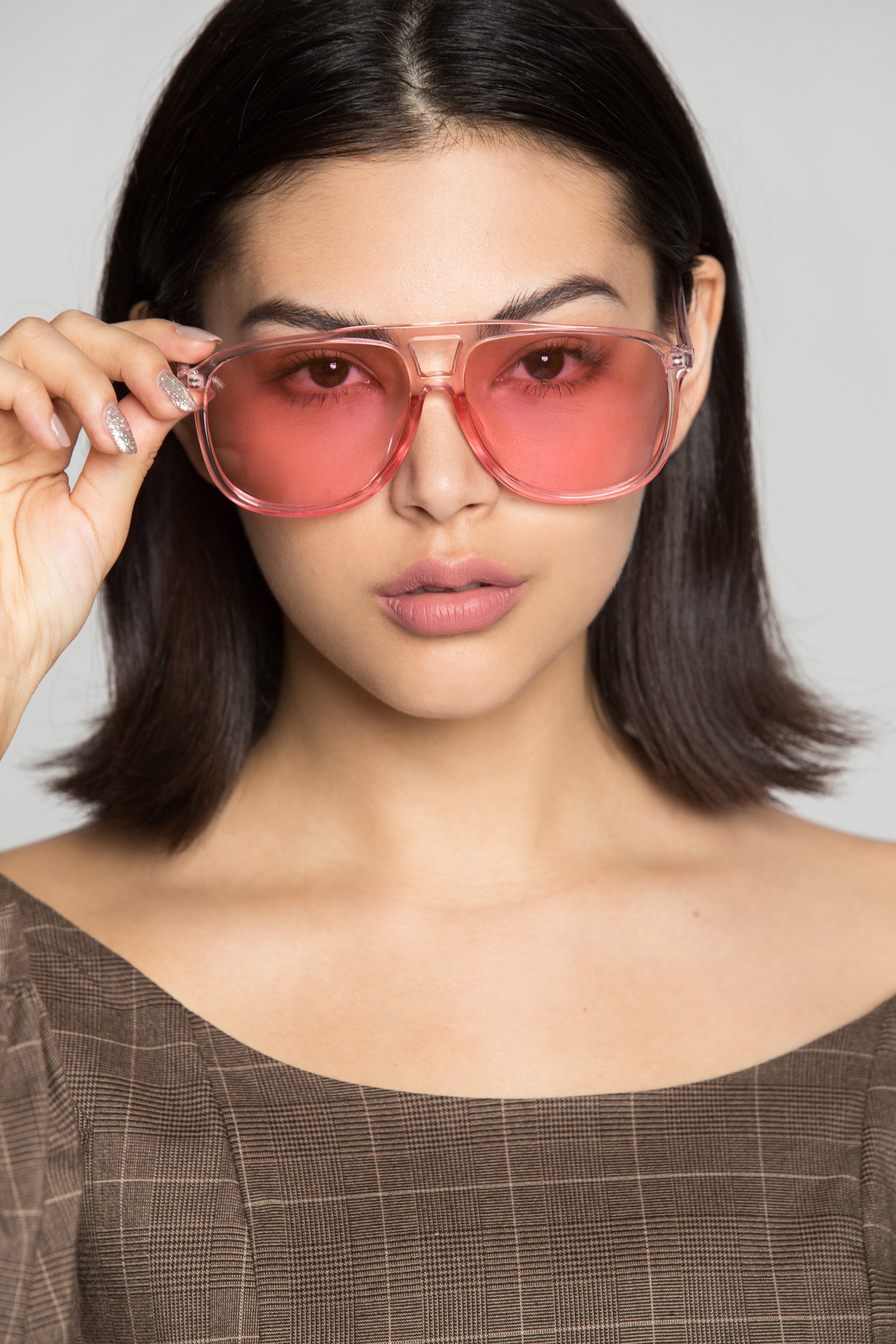 Taffy Pink Transparent Square Sunglasses - ownthelooks-Development