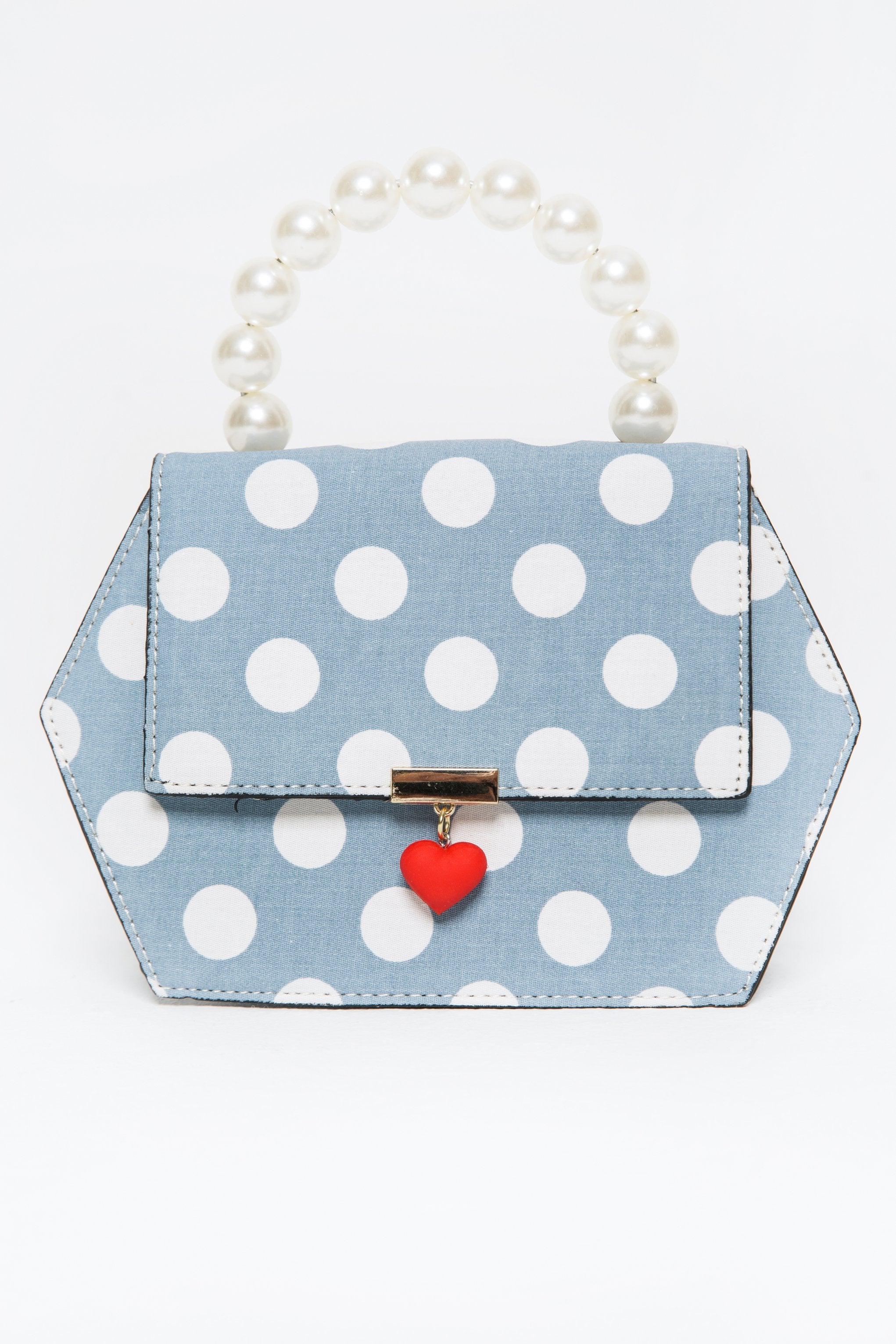 True Blue and White Polka Dots Hexagon Handbag - ownthelooks-Development