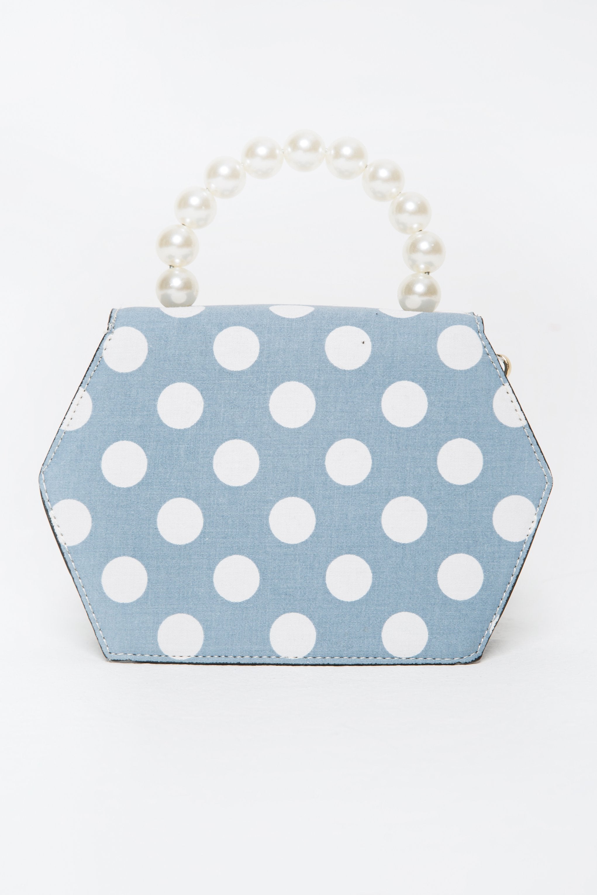 True Blue and White Polka Dots Hexagon Handbag - ownthelooks-Development