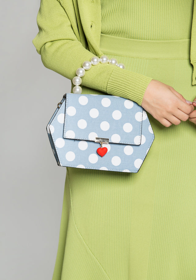 True Blue and White Polka Dots Hexagon Handbag - ownthelooks-Development