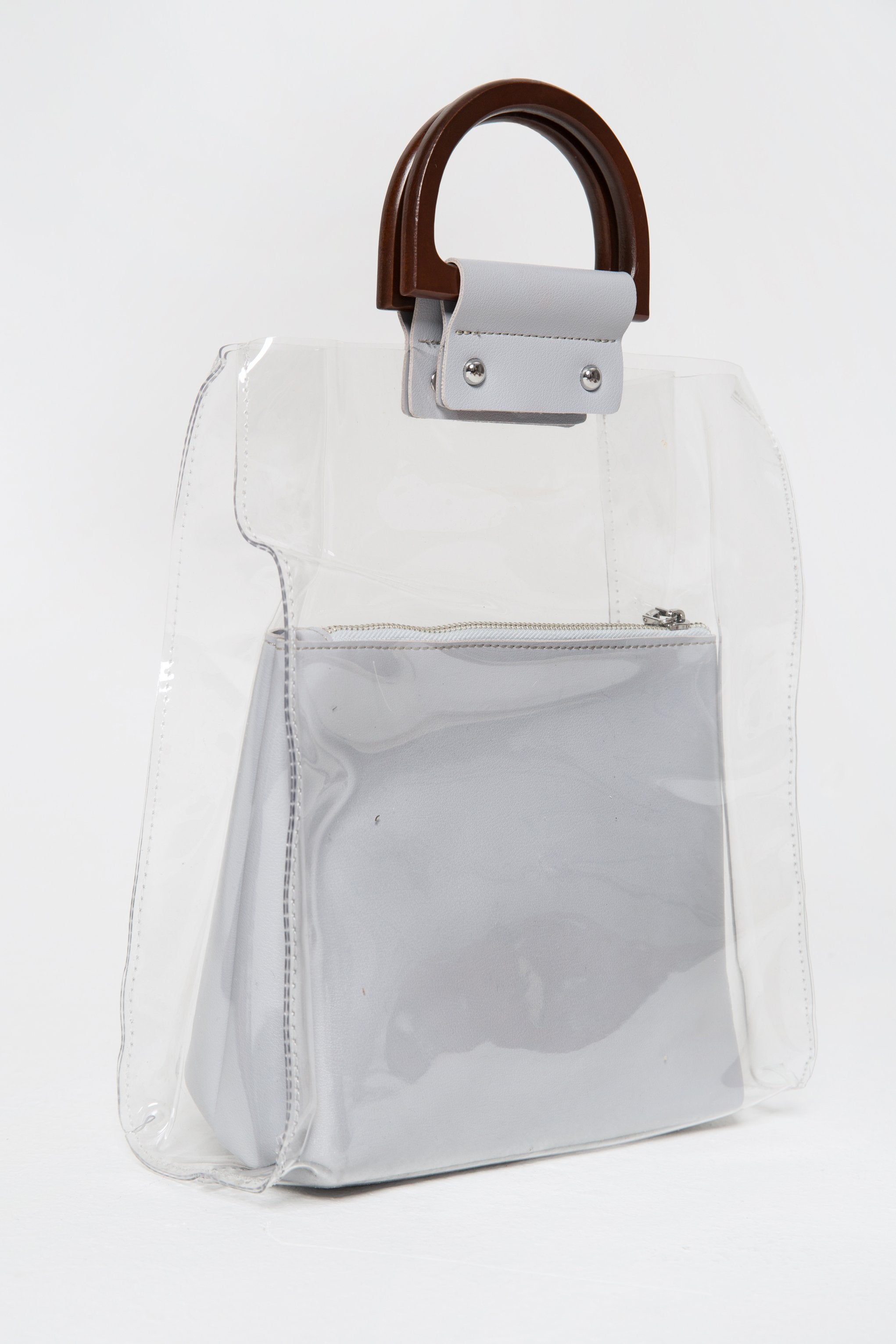 White Faux Leather Transparent Clear Shopper's Bag - ownthelooks-Development