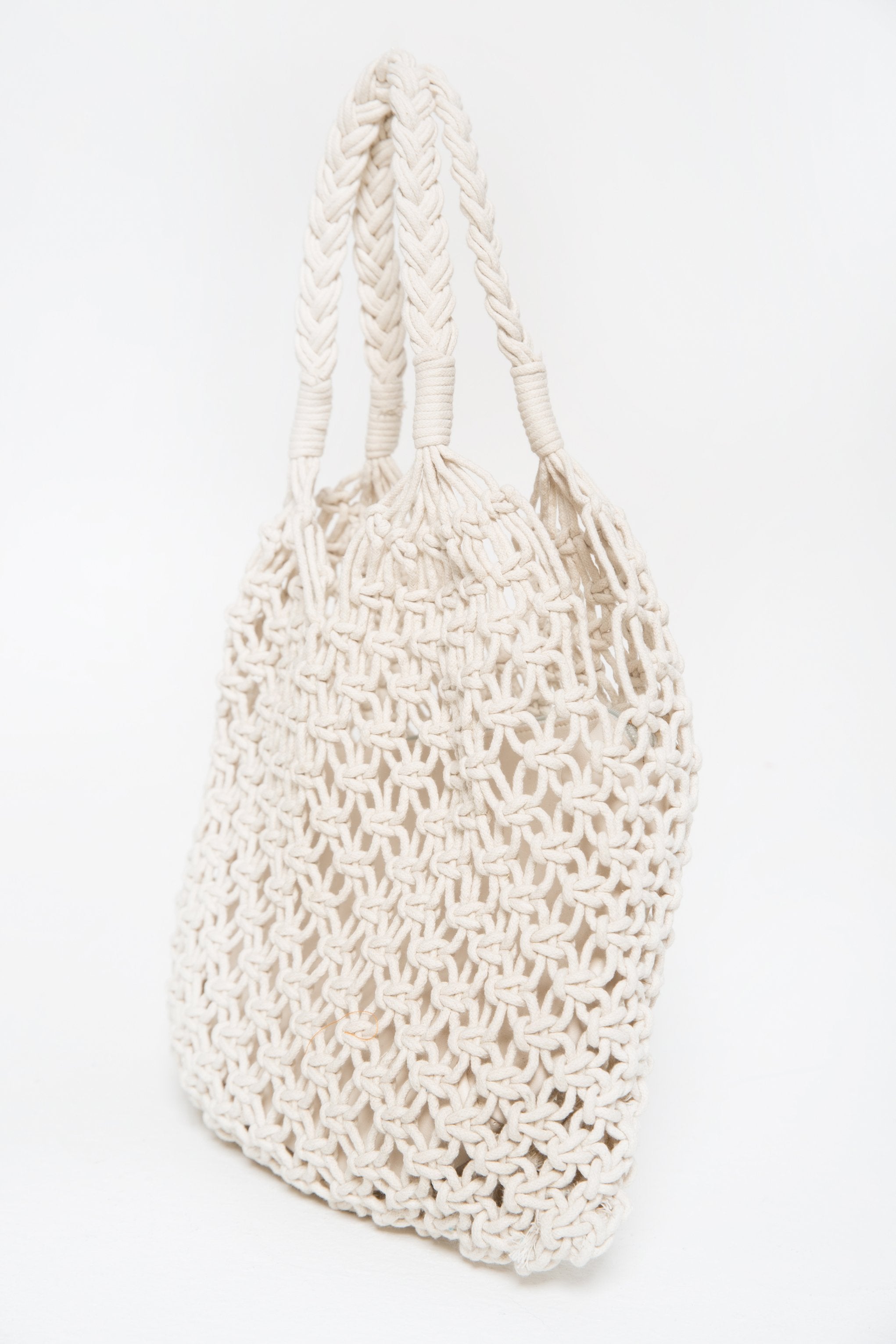 White Faux Leather and Jute Hobo Bag - ownthelooks-Development