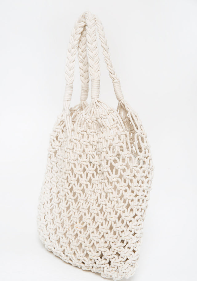 White Faux Leather and Jute Hobo Bag - ownthelooks-Development