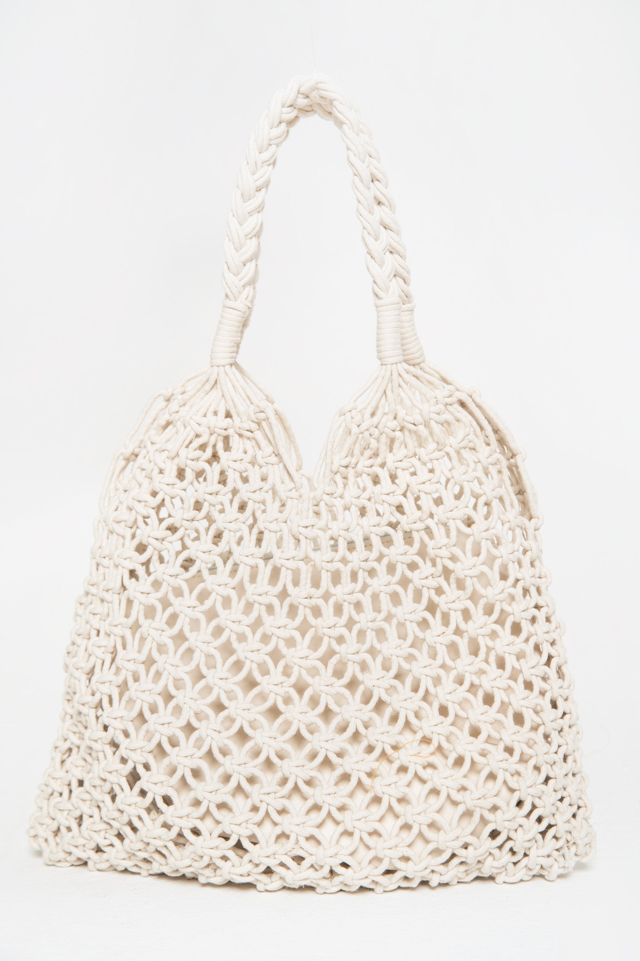 White Faux Leather and Jute Hobo Bag - ownthelooks-Development