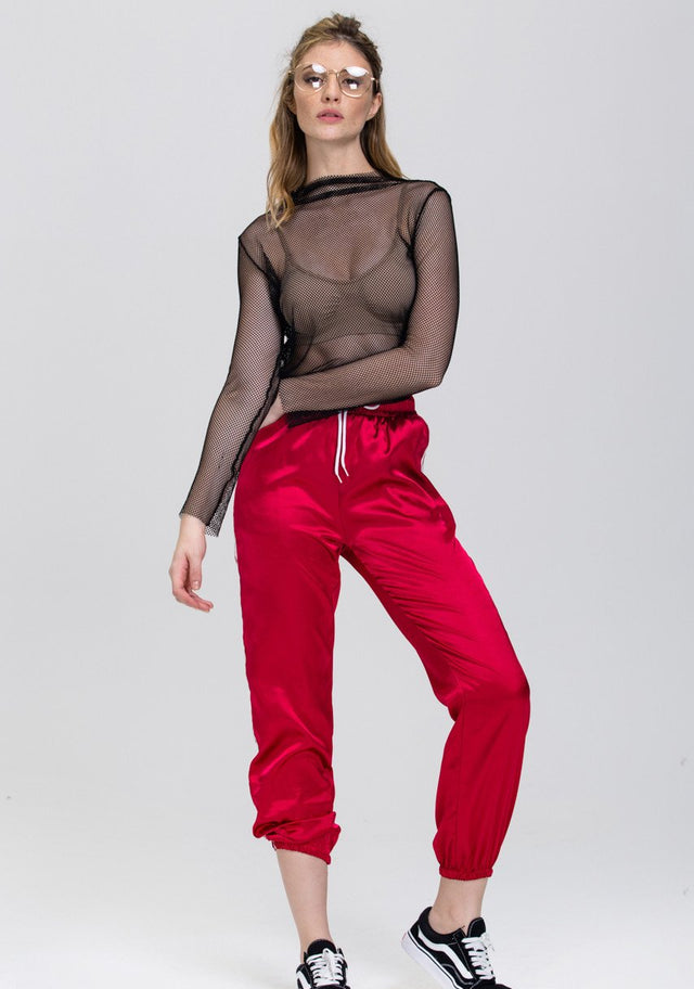Black Fishnet Long Sleeves Top - ownthelooks-Development