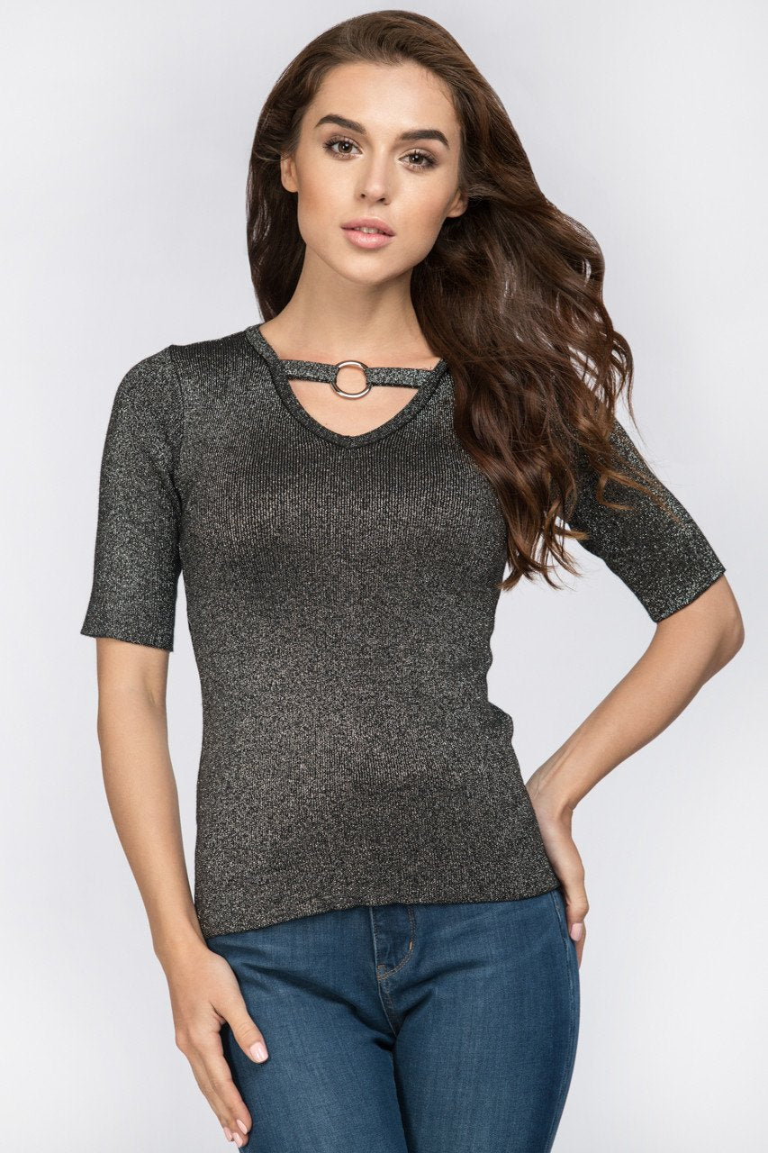 Black Glimmer Ring Choker Top - ownthelooks-Development