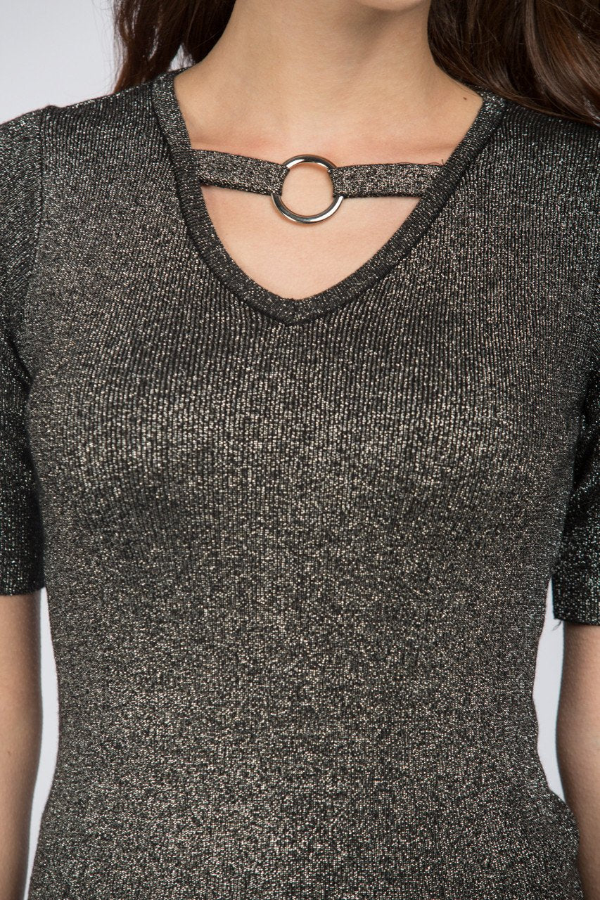 Black Glimmer Ring Choker Top - ownthelooks-Development