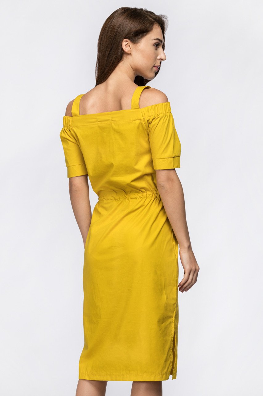 Mustard Off the Shoulder Belted Strap - ownthelooks-Development