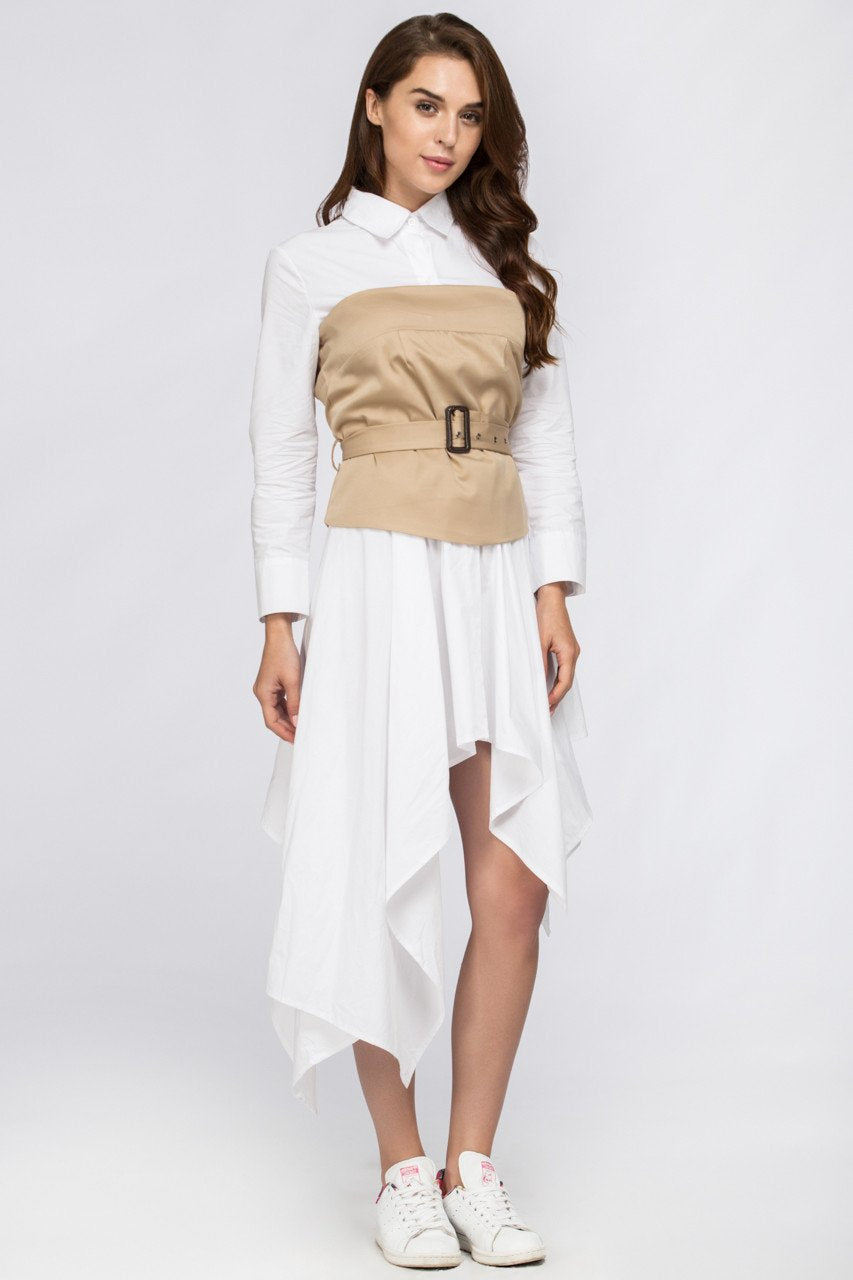 White Belt Corset Midi Dress - ownthelooks-Development