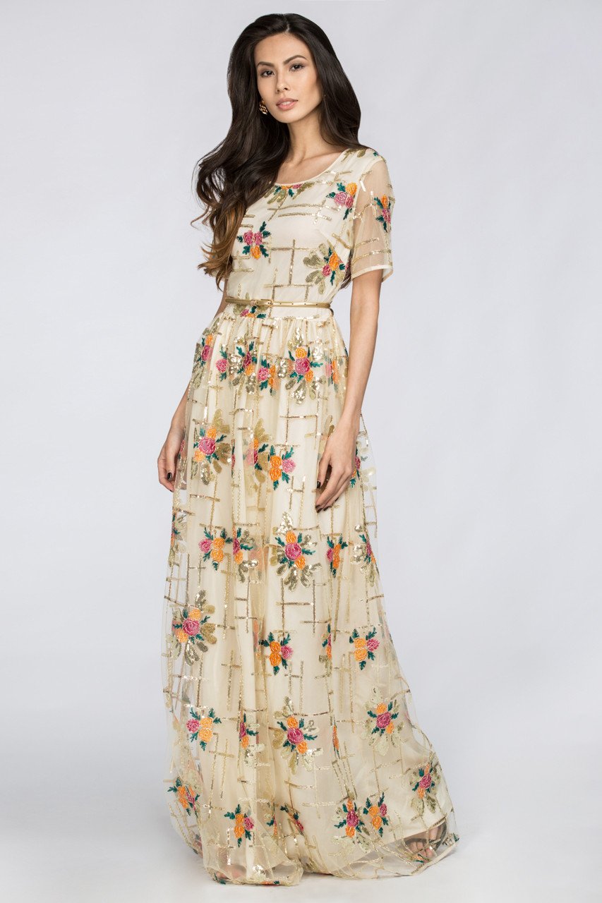 Floral Shine Layered Maxi Dress - ownthelooks-Development