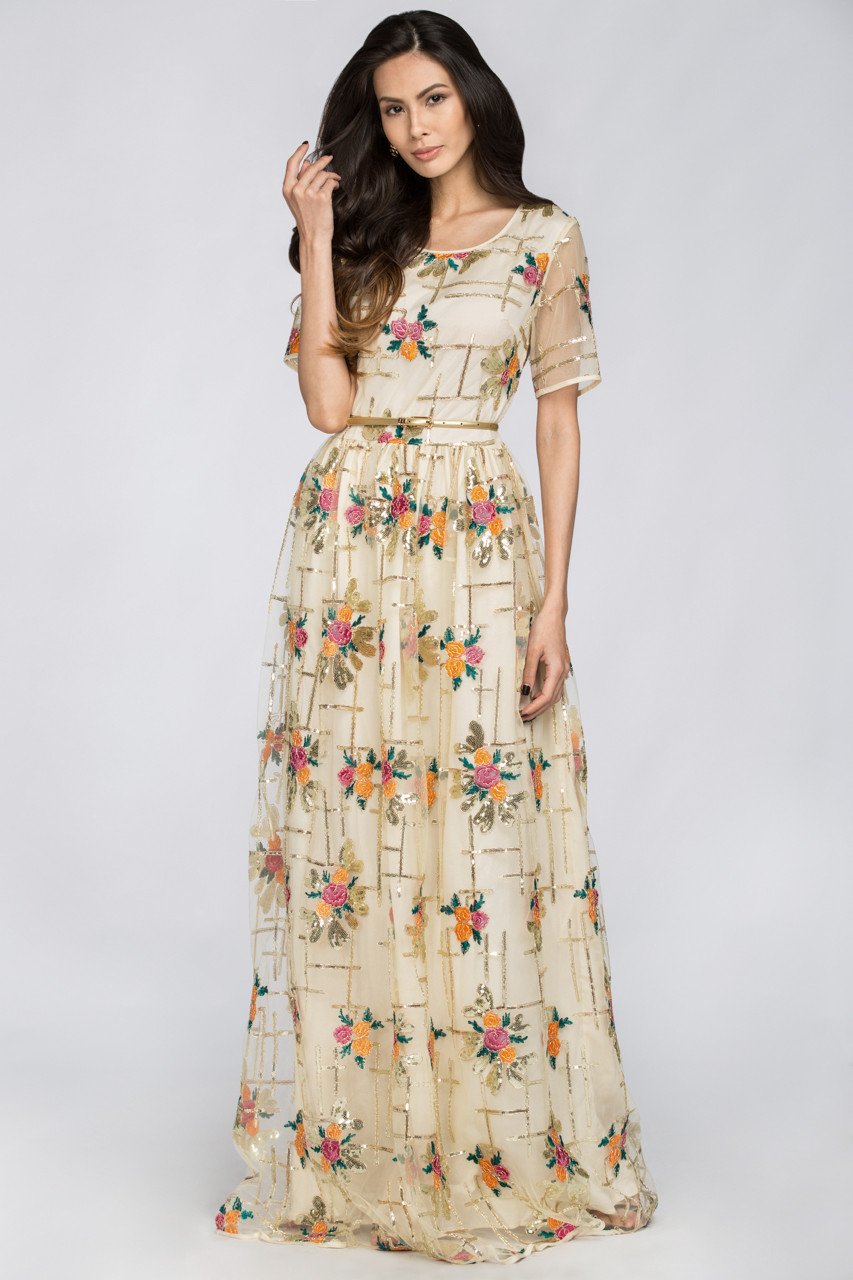 Floral Shine Layered Maxi Dress - ownthelooks-Development