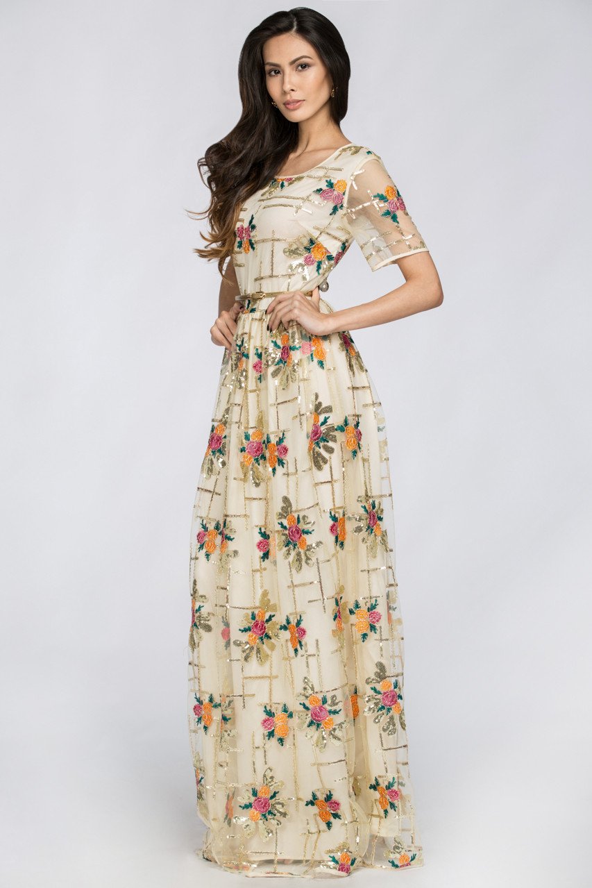 Floral Shine Layered Maxi Dress - ownthelooks-Development