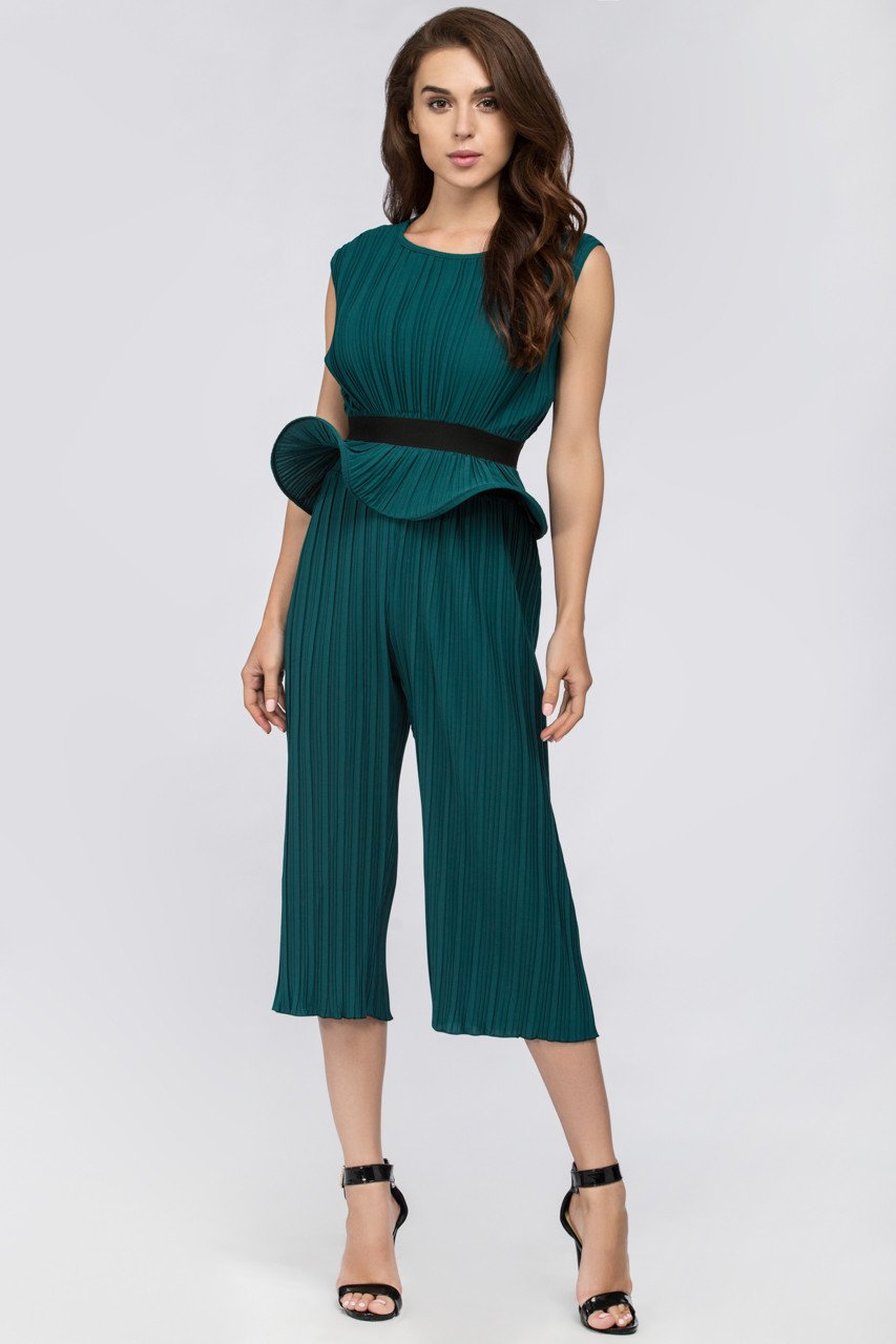Maram Zbaeda - Green Jade Pleated Sleeveless Peplum Three-piece Set - ownthelooks-Development