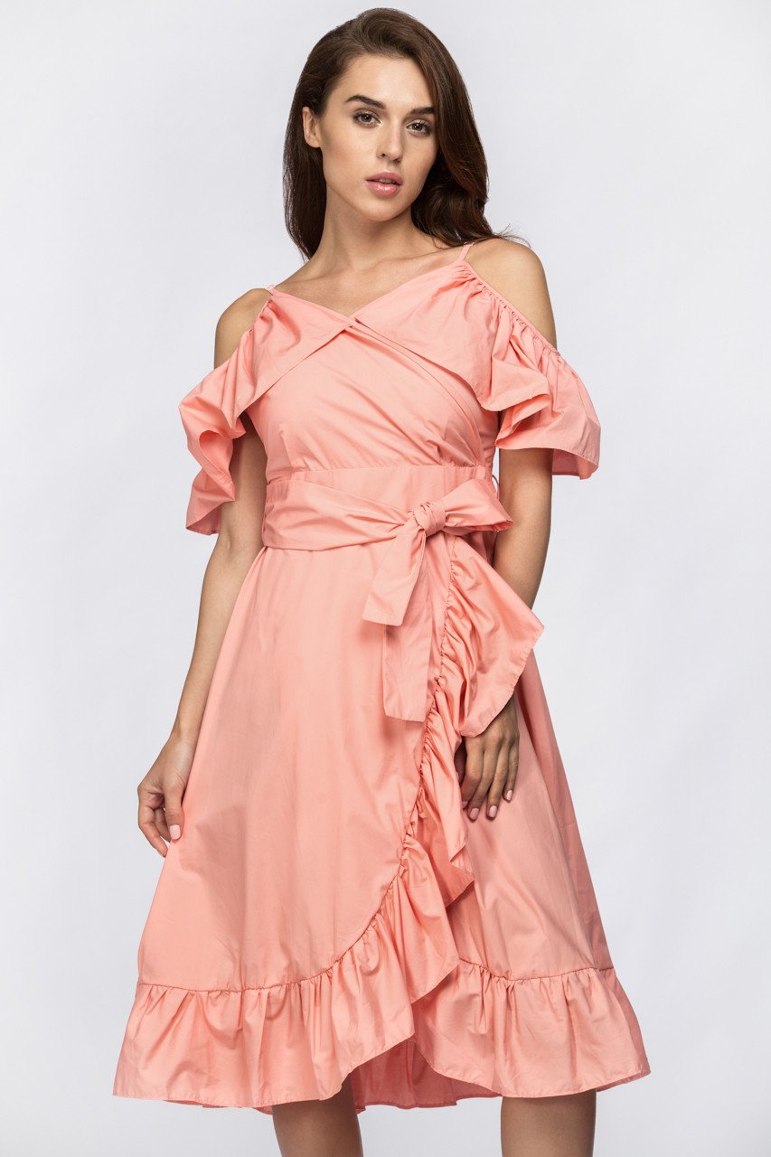 Maram Zbaeda - Peach Summer Ruffle Midi Dress - ownthelooks-Development